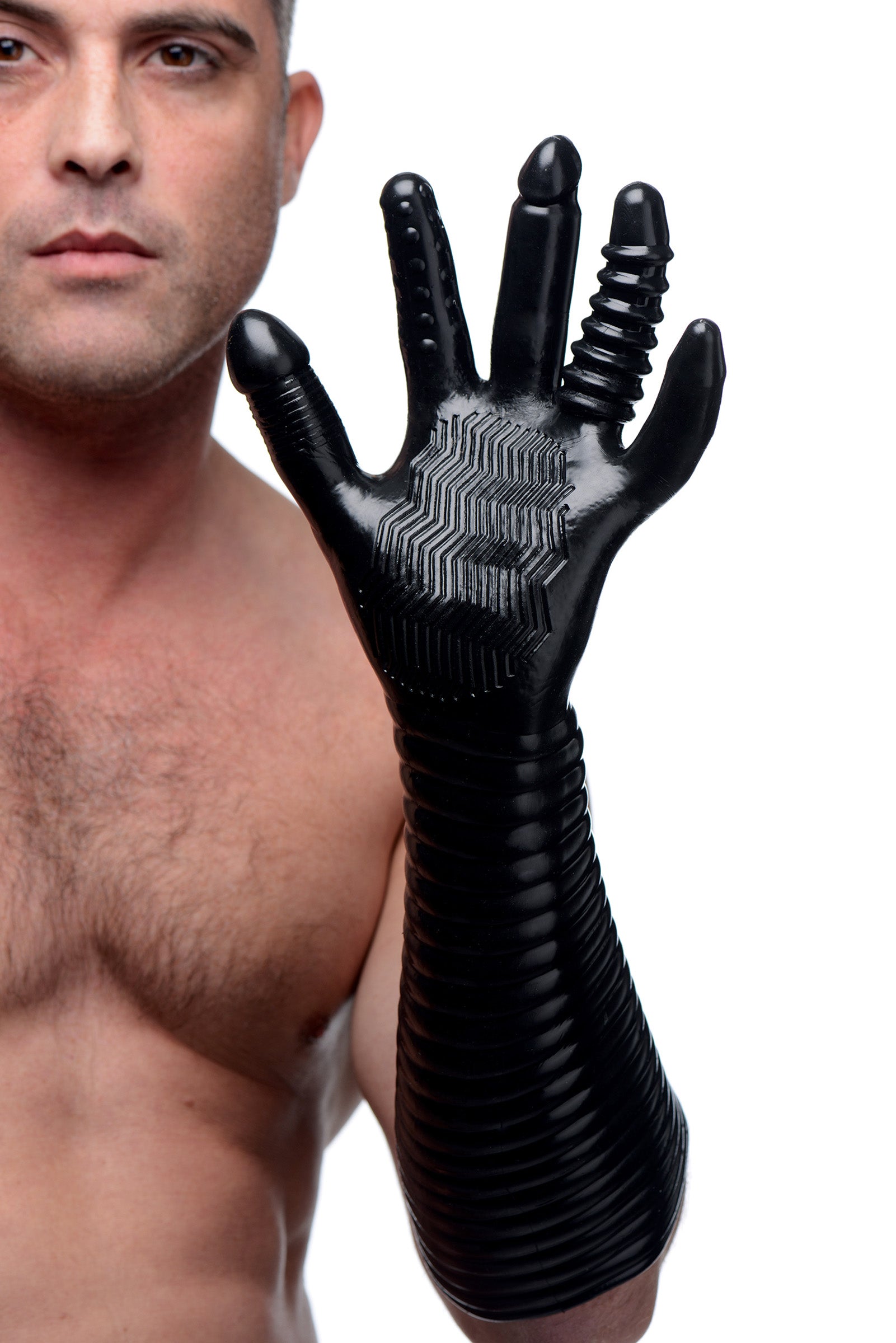 Master Series Pleasure Fister Textured Fisting Glove Black