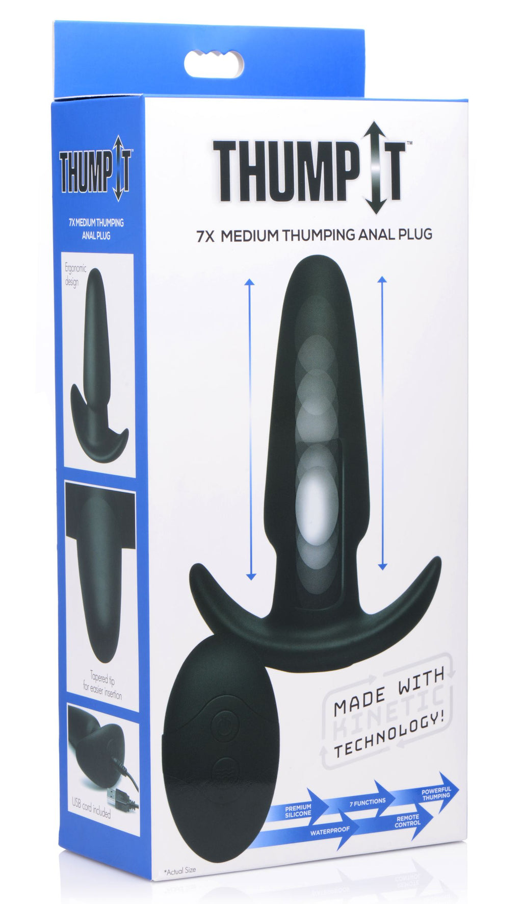 Thump It Kinetic Thumping 7X Medium Anal Plug Black