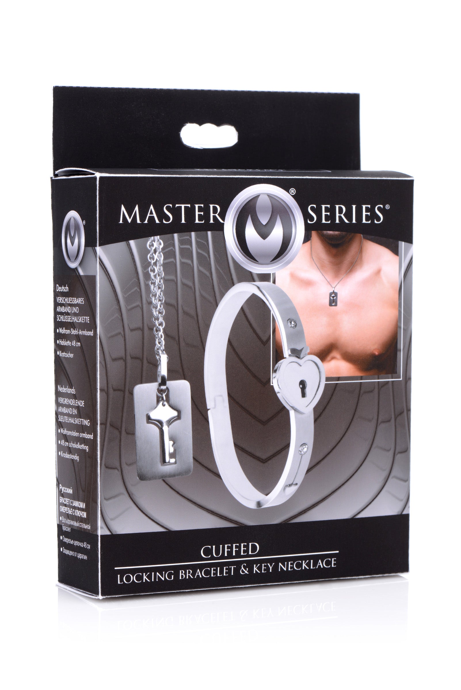 Master Series Cuffed Locking Bracelet and Key Necklace Grey