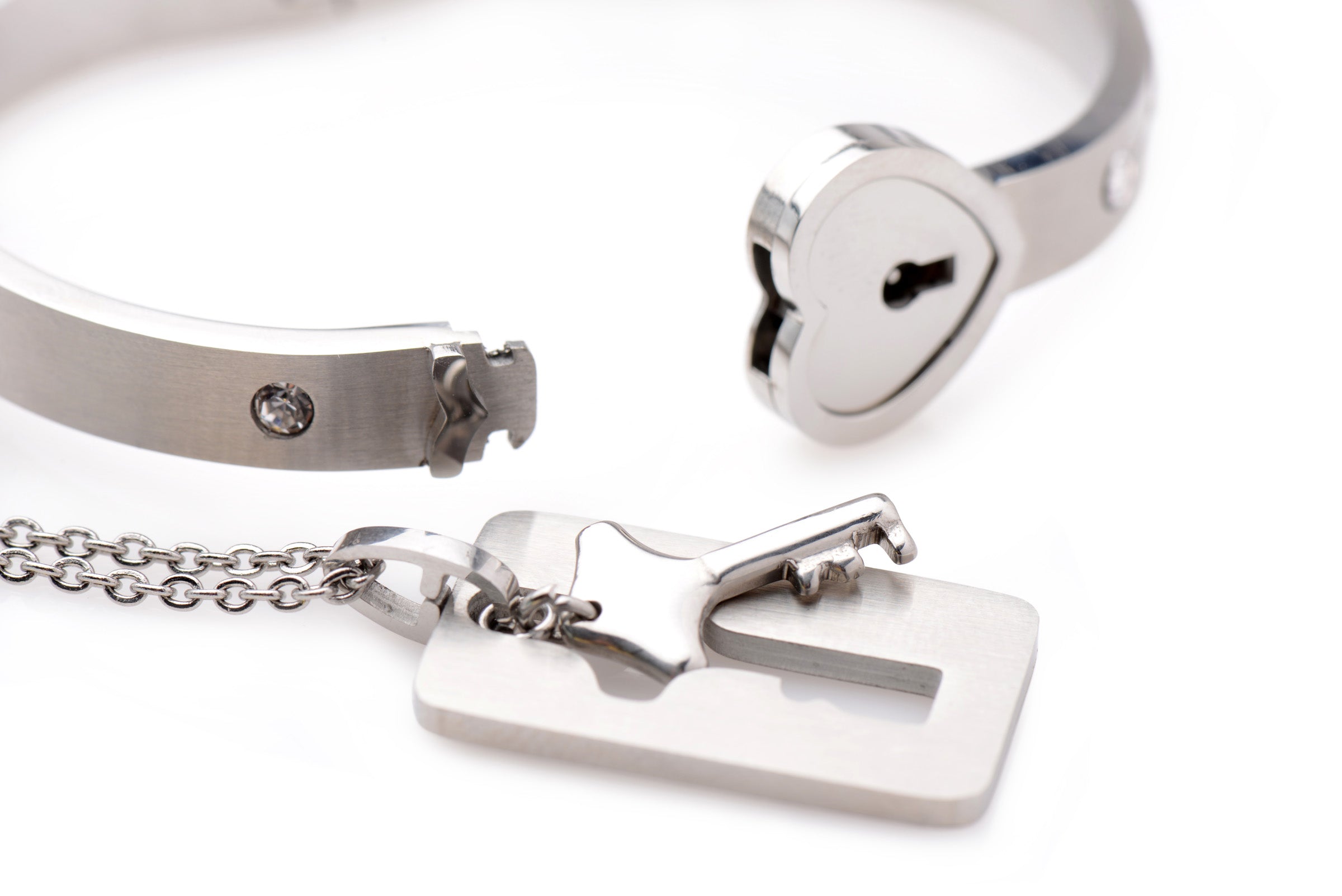 Master Series Cuffed Locking Bracelet and Key Necklace Grey