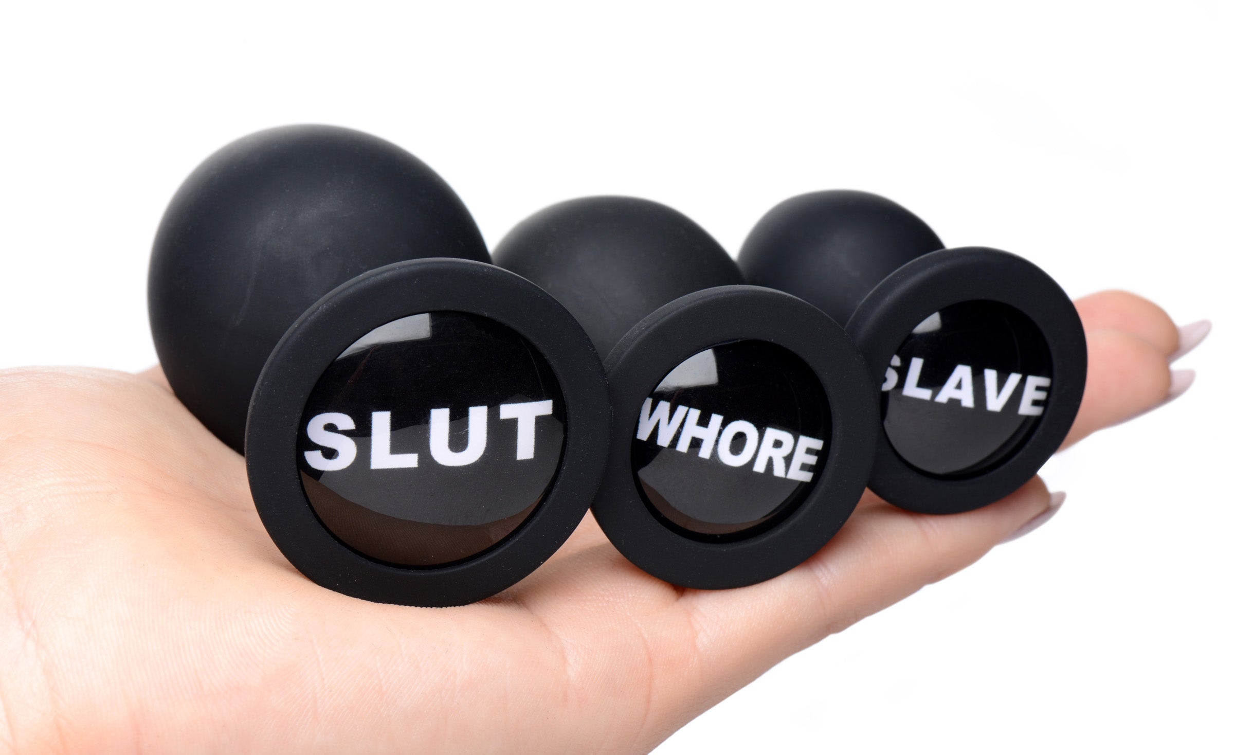 Master Series Dirty Words Anal Plug Set Black