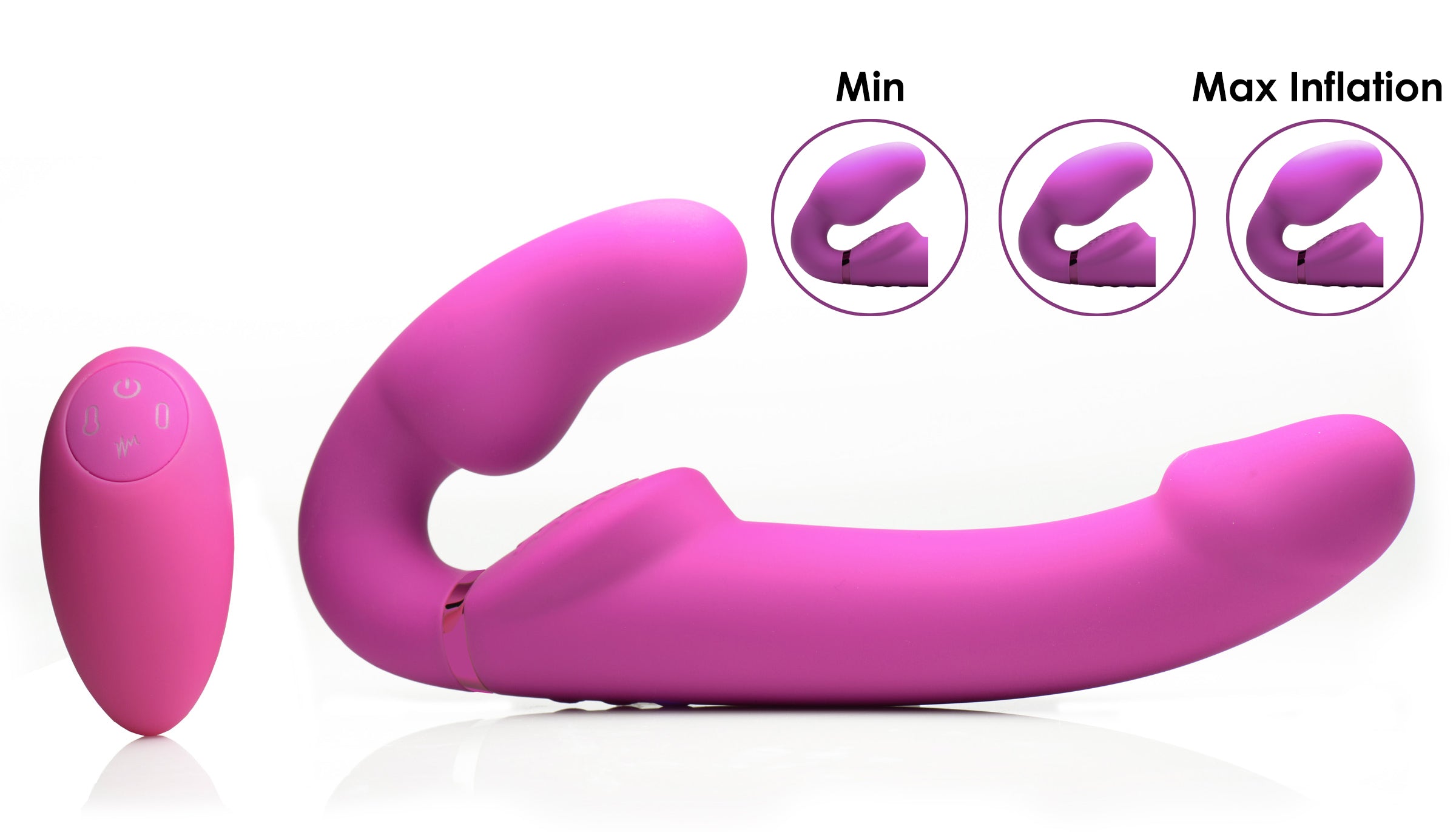 Strap U Worlds First Remote Control Inflatable Vibrating Silicone Ergo Fit Strapless Strap-On Purple