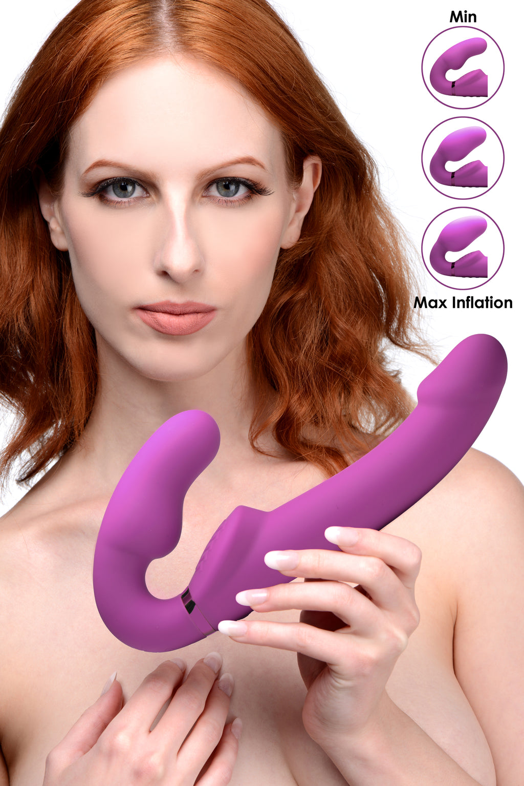 Strap U Worlds First Remote Control Inflatable Vibrating Silicone Ergo Fit Strapless Strap-On Purple