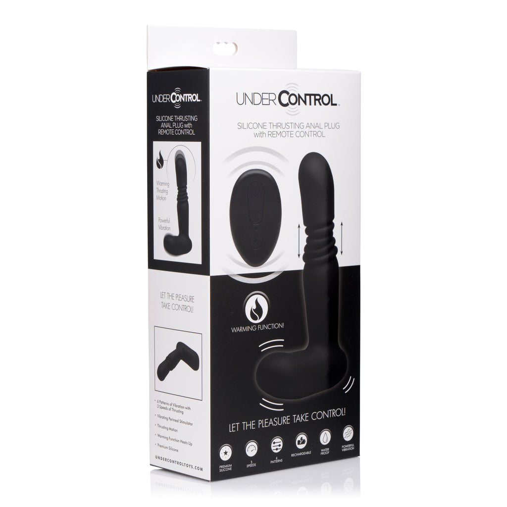 Under Control Silicone Thrusting Anal Plug With Remote Control Black