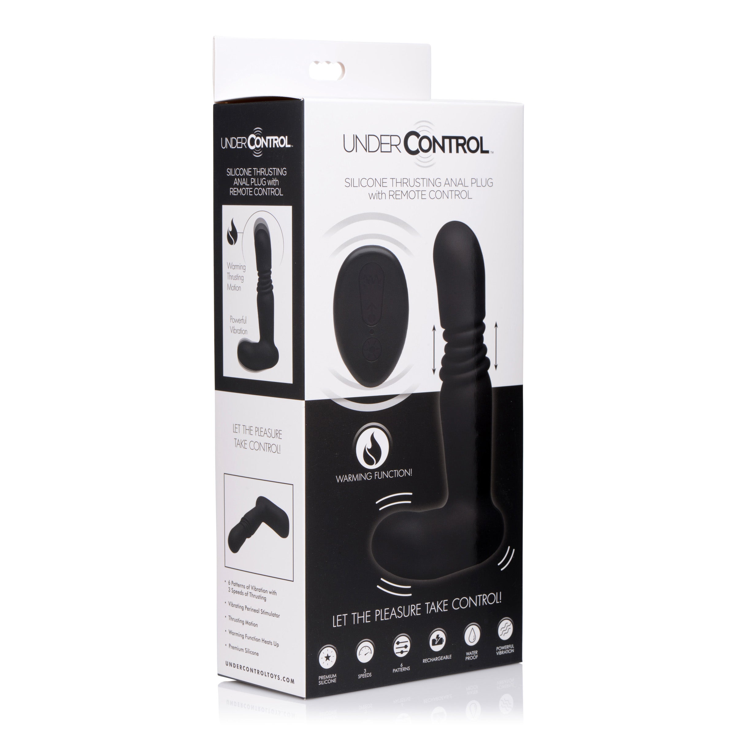 Under Control Silicone Thrusting Anal Plug With Remote Control Black