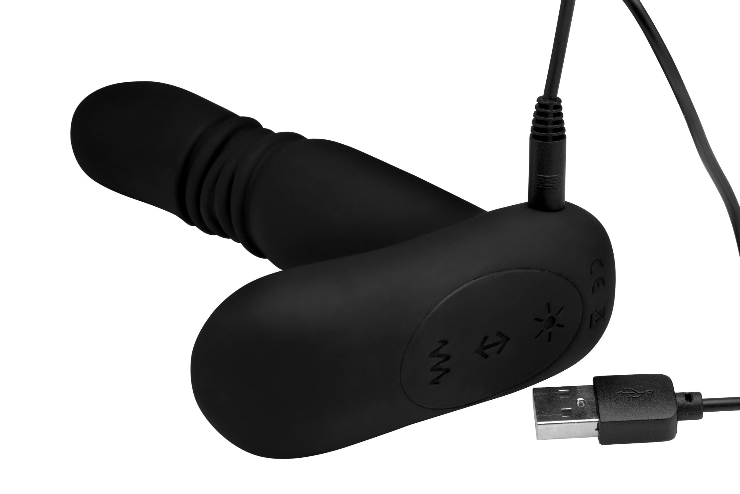 Under Control Silicone Thrusting Anal Plug With Remote Control Black