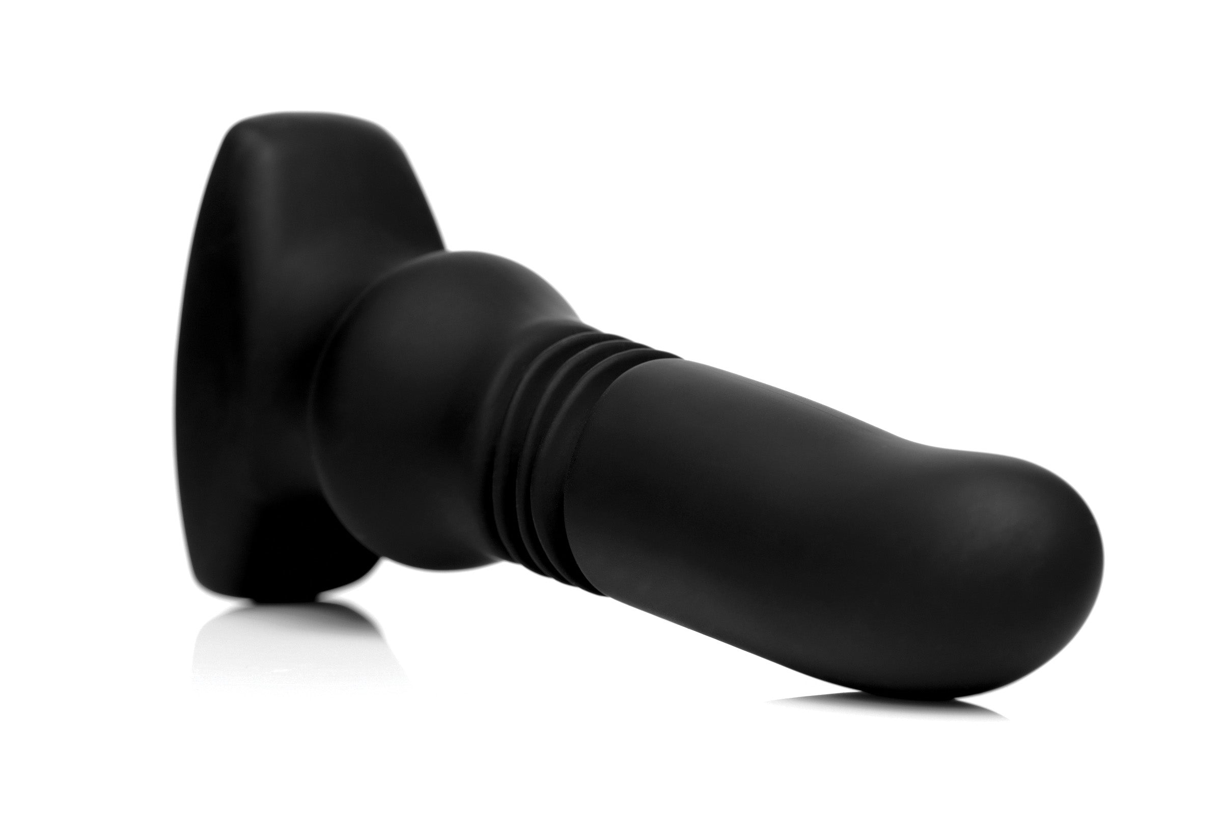 Thunderplugs Silicone Vibrating and Thrusting Plug with Remote Control Black