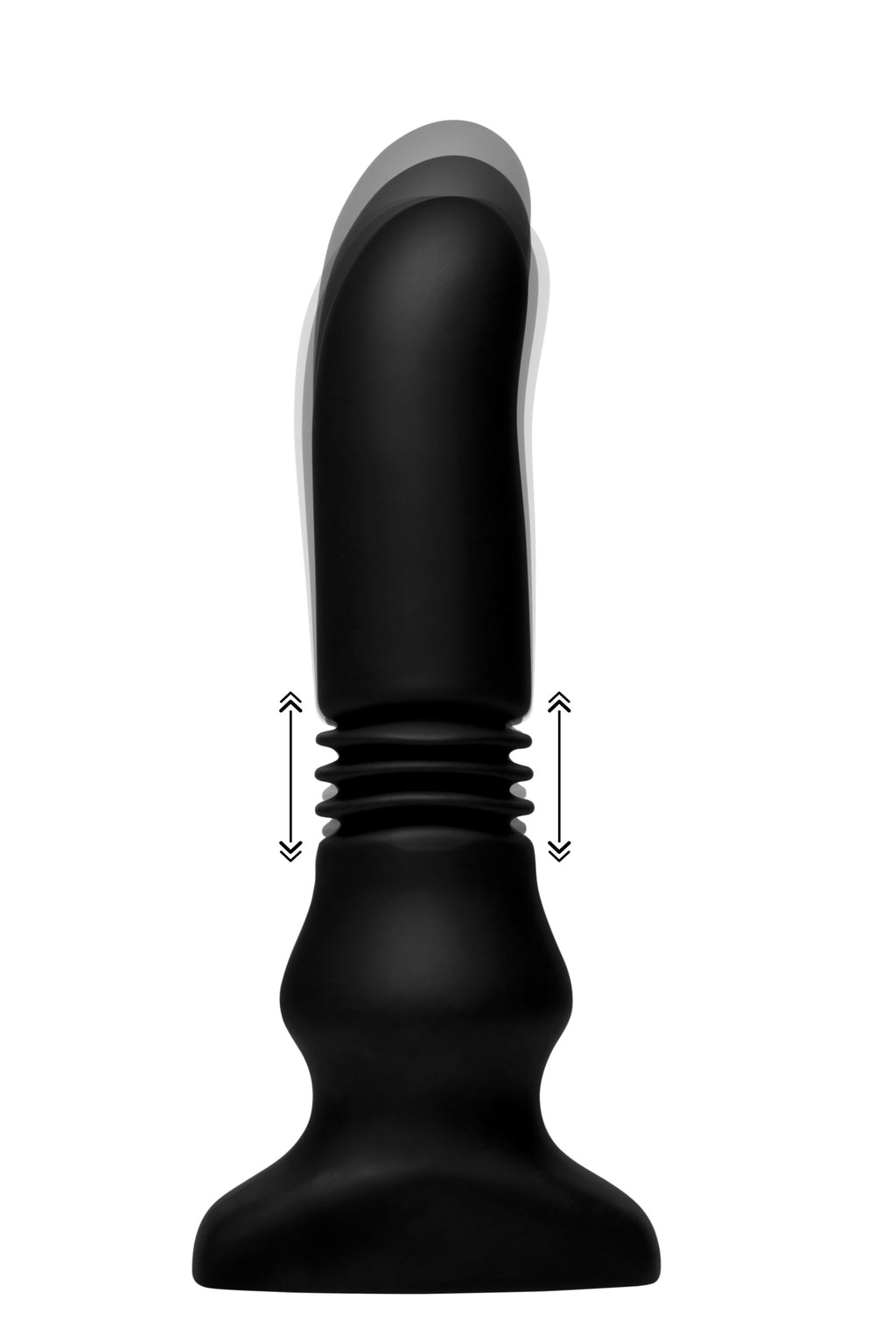 Thunderplugs Silicone Vibrating and Thrusting Plug with Remote Control Black
