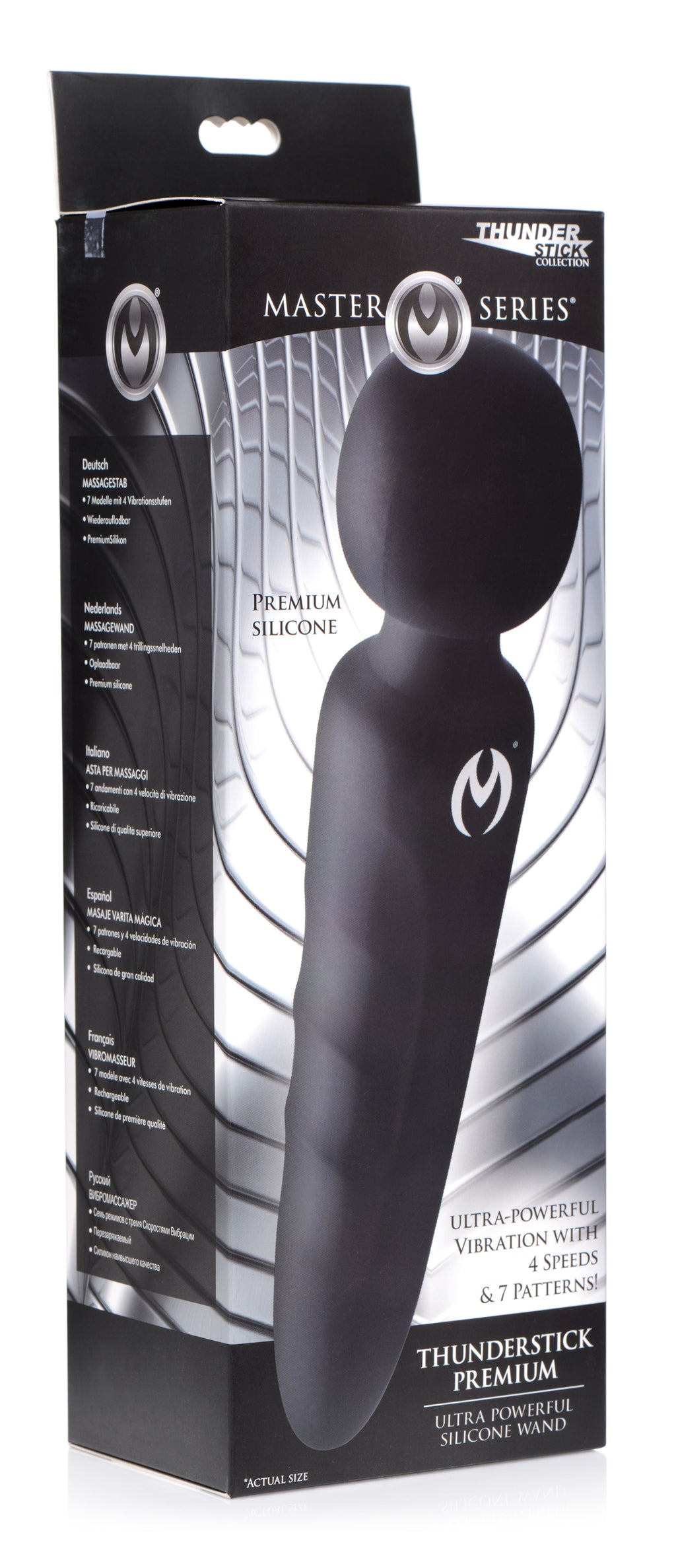 Master Series Thunderstick Premium Ultra Powerful Silicone Rechargeable Wand Black