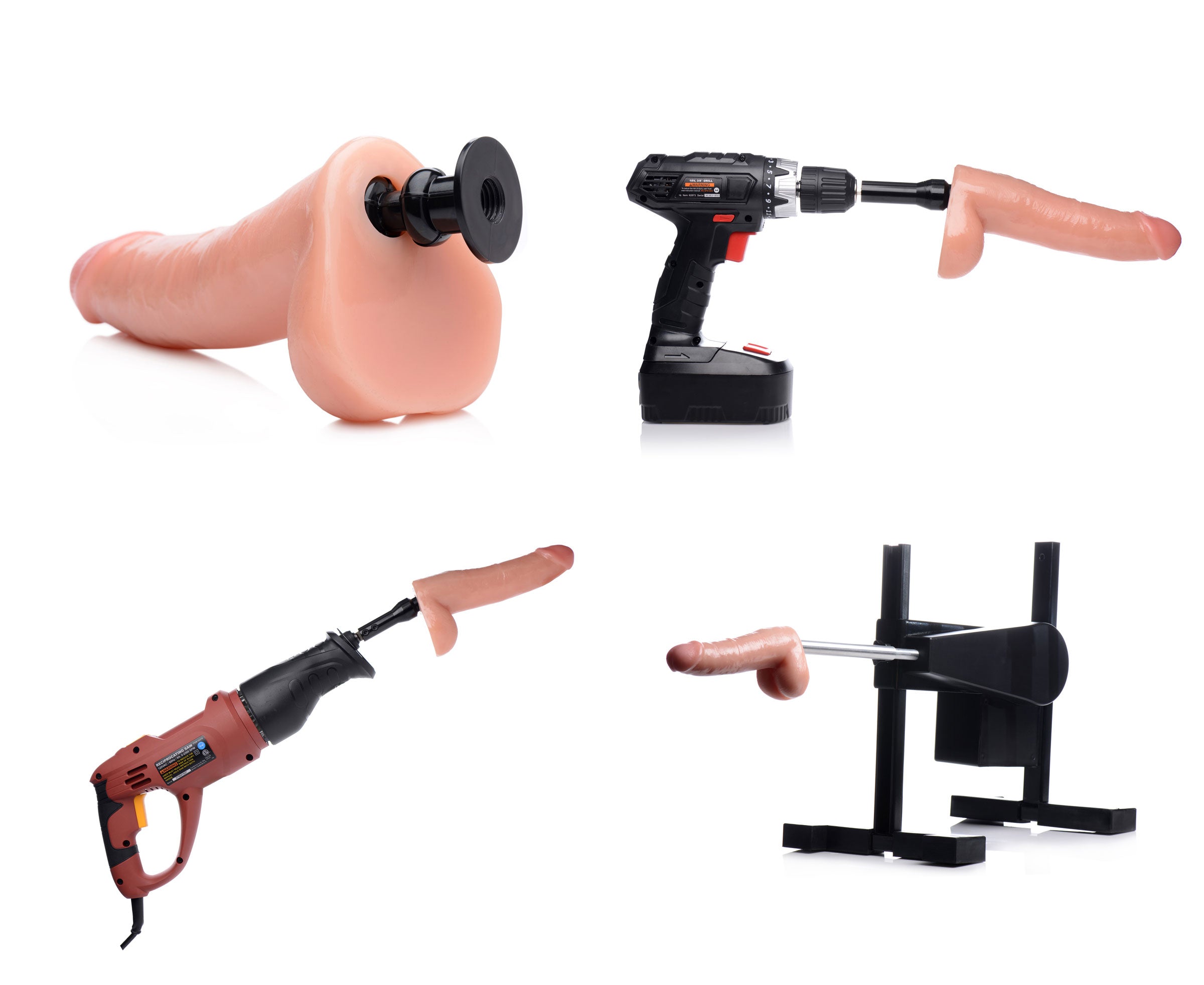 LoveBotz 8 Inch Cock Lock Dildo with Balls Flesh