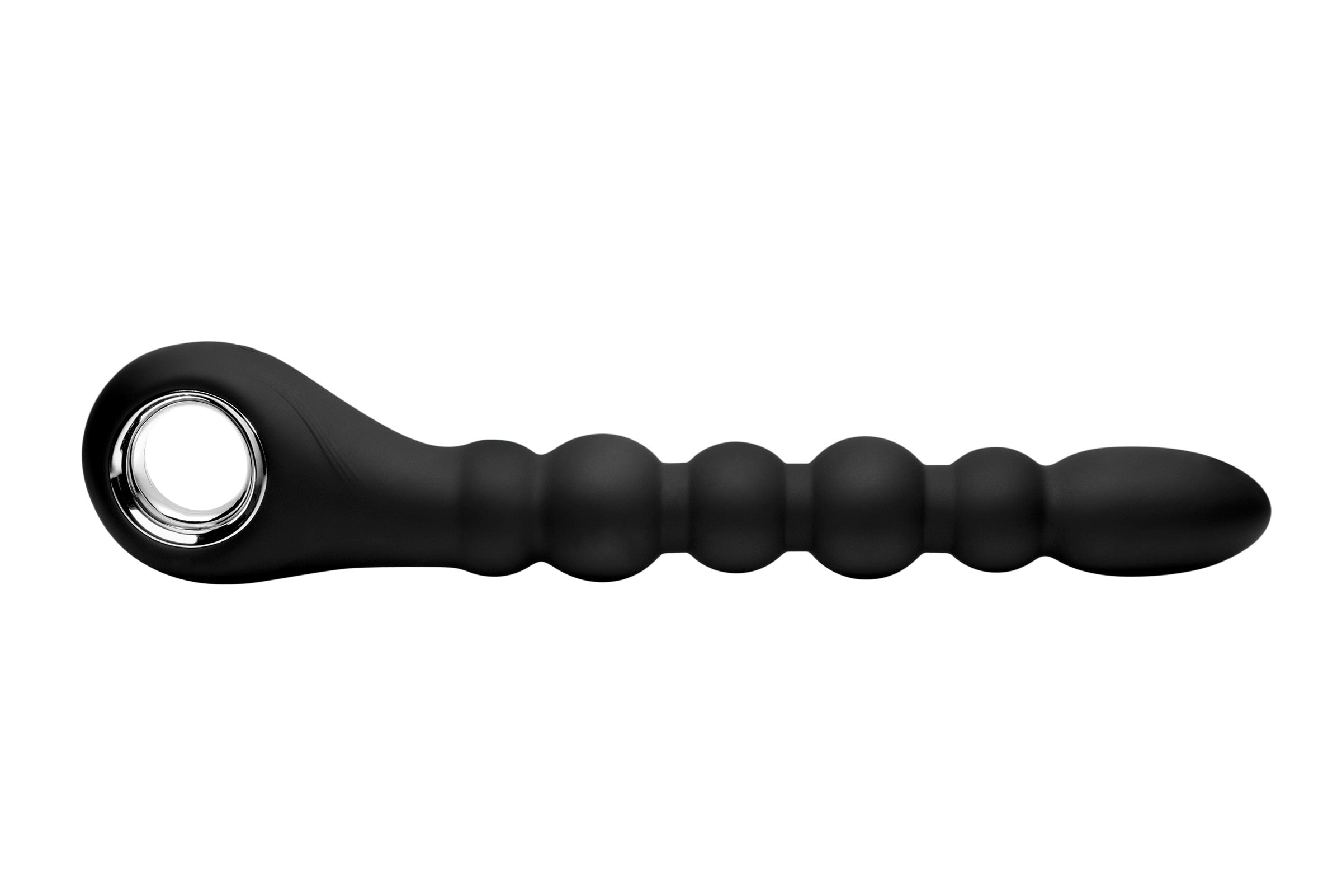 Master Series Dark Scepter 10X Vibrating Silicone Anal Beads Black