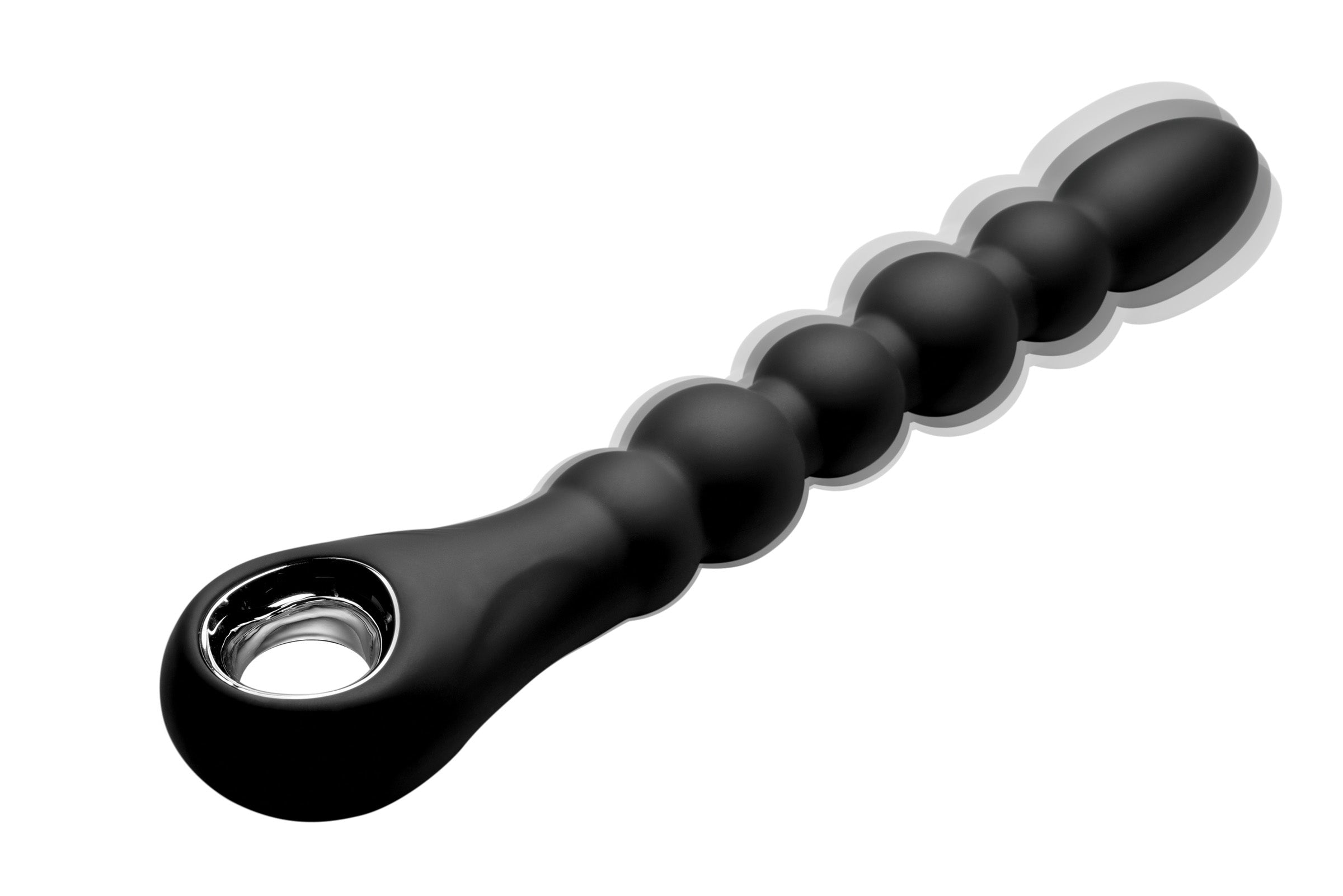 Master Series Dark Scepter 10X Vibrating Silicone Anal Beads Black