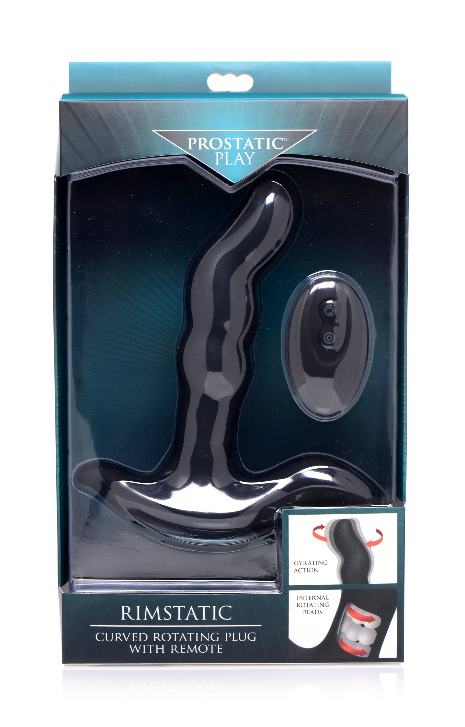 Prostatic Play Rimstatic Curved Rotating Plug with Remote Black