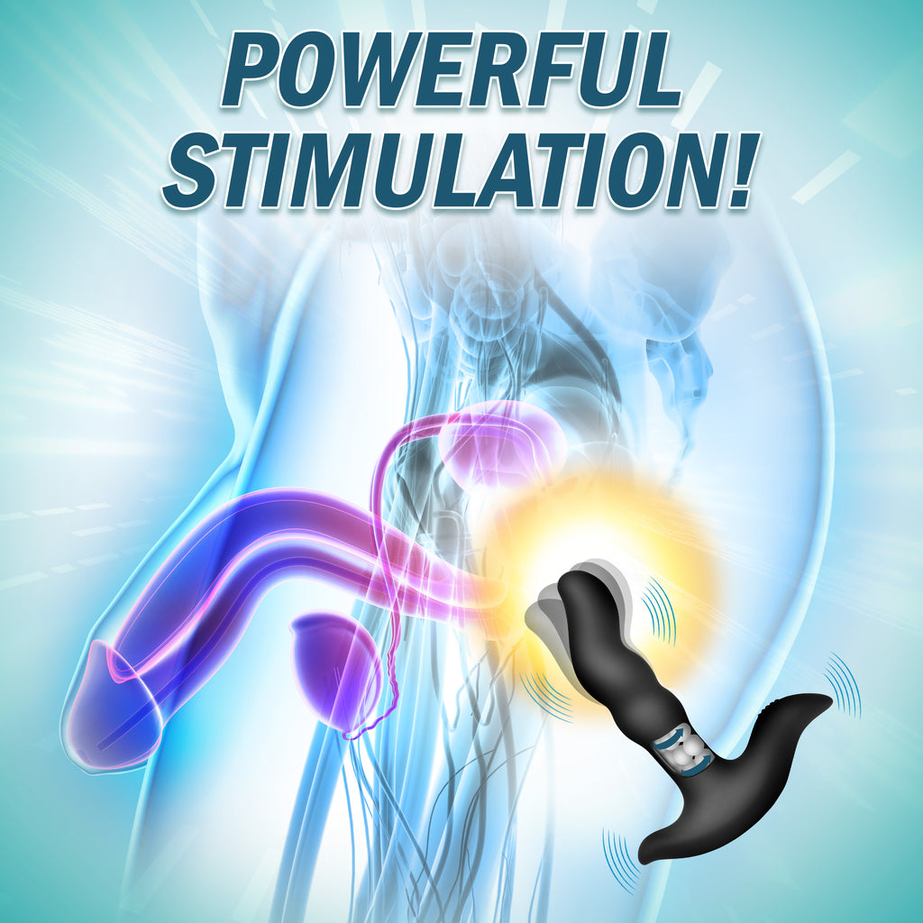 Prostatic Play Rimstatic Curved Rotating Plug with Remote Black