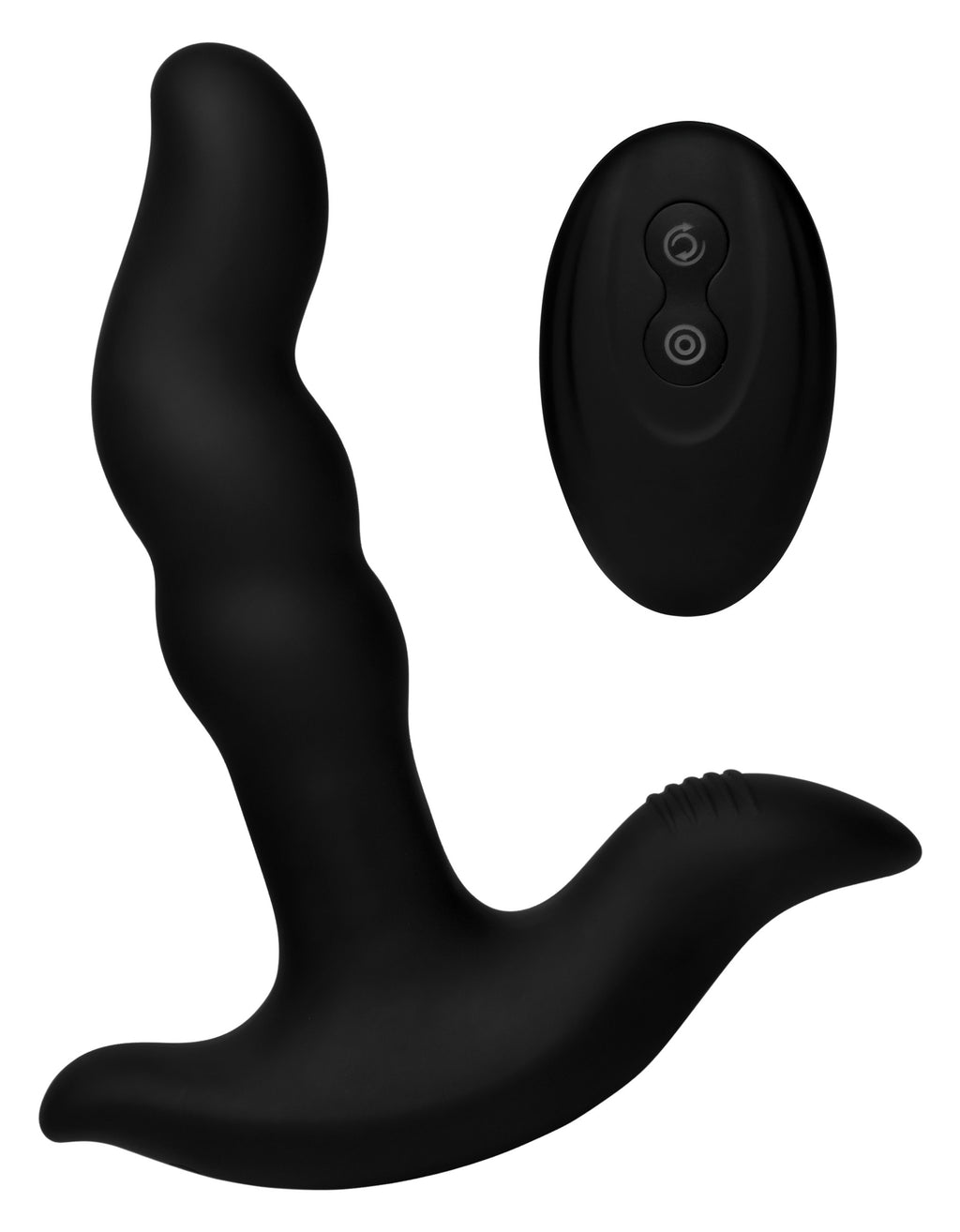 Prostatic Play Rimstatic Curved Rotating Plug with Remote Black