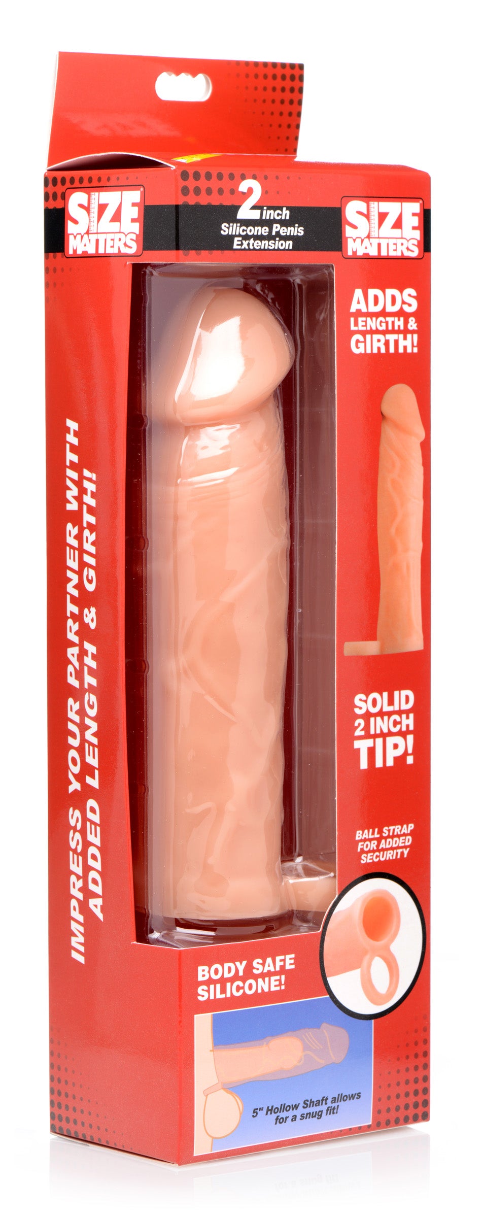 Size Matters 2 Inch Silicone Penis Extension Flesh