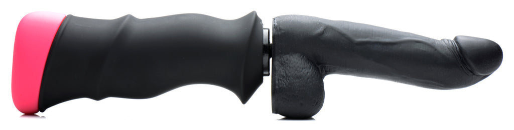 LoveBotz Mega-Pounder Hand-held Thrusting Silicone Dildo Black