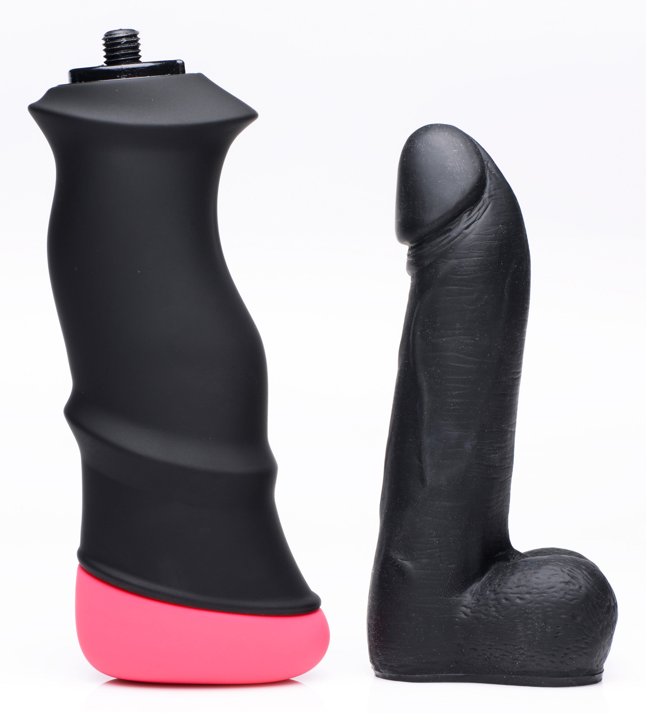 LoveBotz Mega-Pounder Hand-held Thrusting Silicone Dildo Black