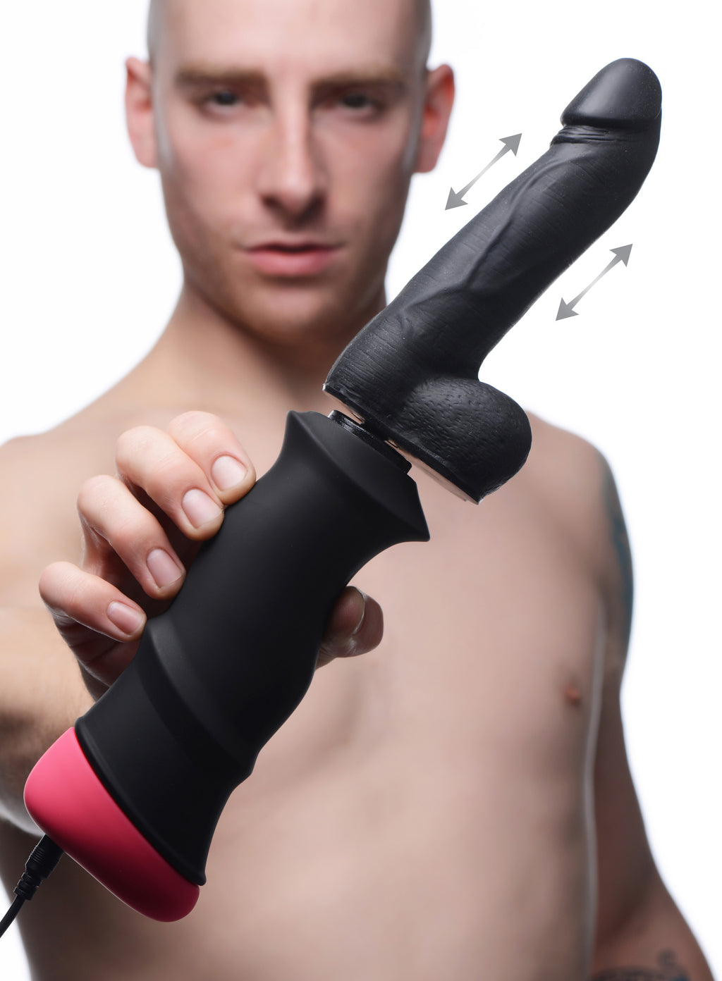 LoveBotz Mega-Pounder Hand-held Thrusting Silicone Dildo Black