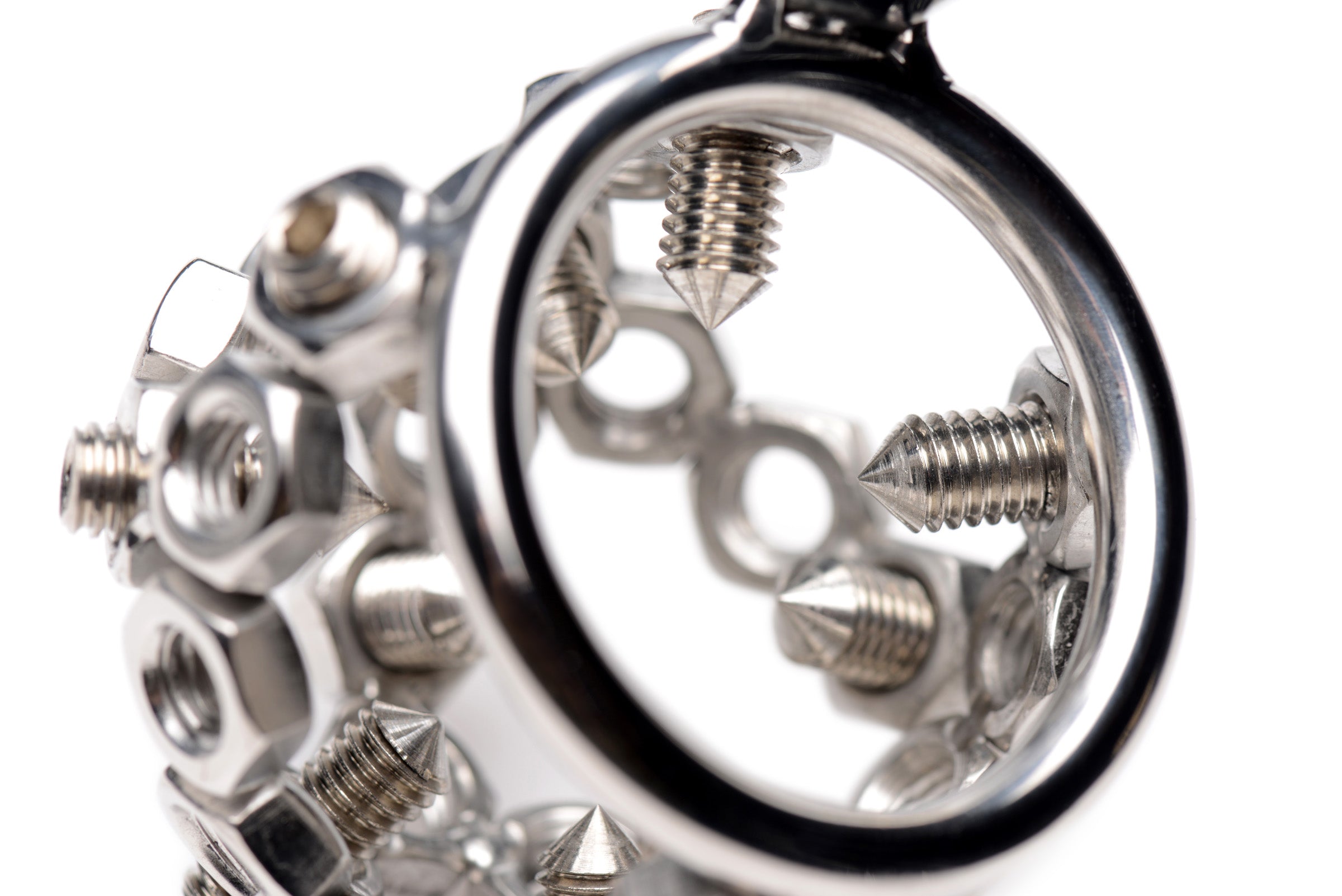 Master Series Bolted Chastity Cage with Spikes Grey