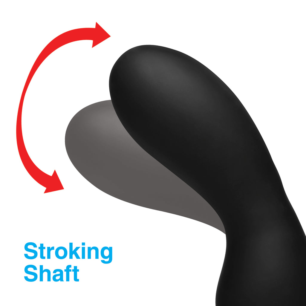 Alpha-Pro 7X P-Stroke Silicone Prostate Stimulator with Stroking Shaft Black