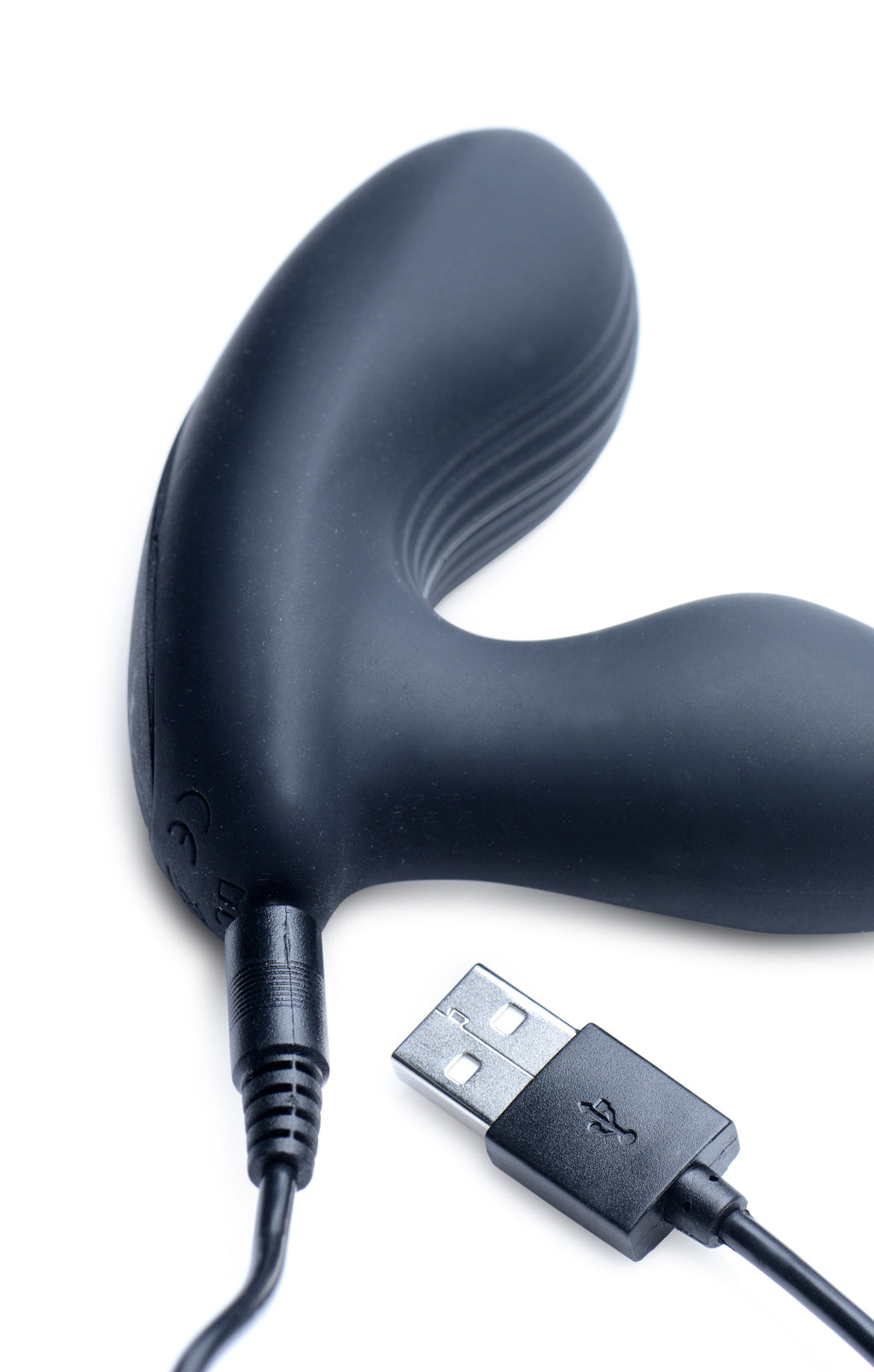 Alpha-Pro 7X P-Stroke Silicone Prostate Stimulator with Stroking Shaft Black