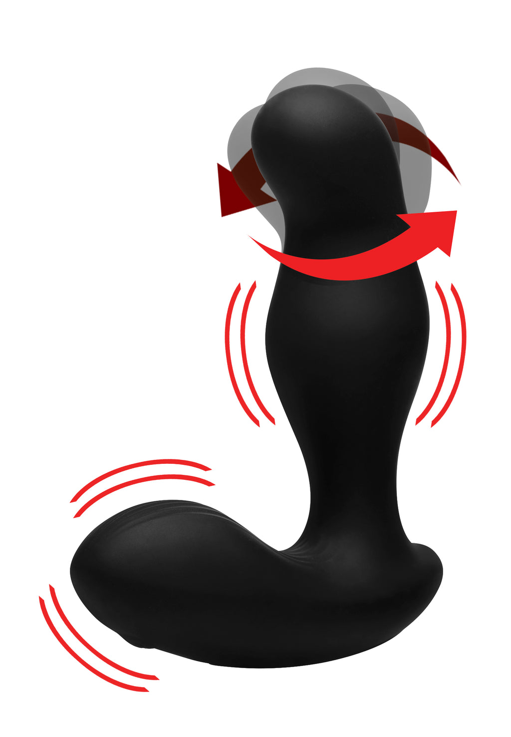 Alpha-Pro 7X P-Gyro Silicone Prostate Stimulator with Gyrating Shaft Black