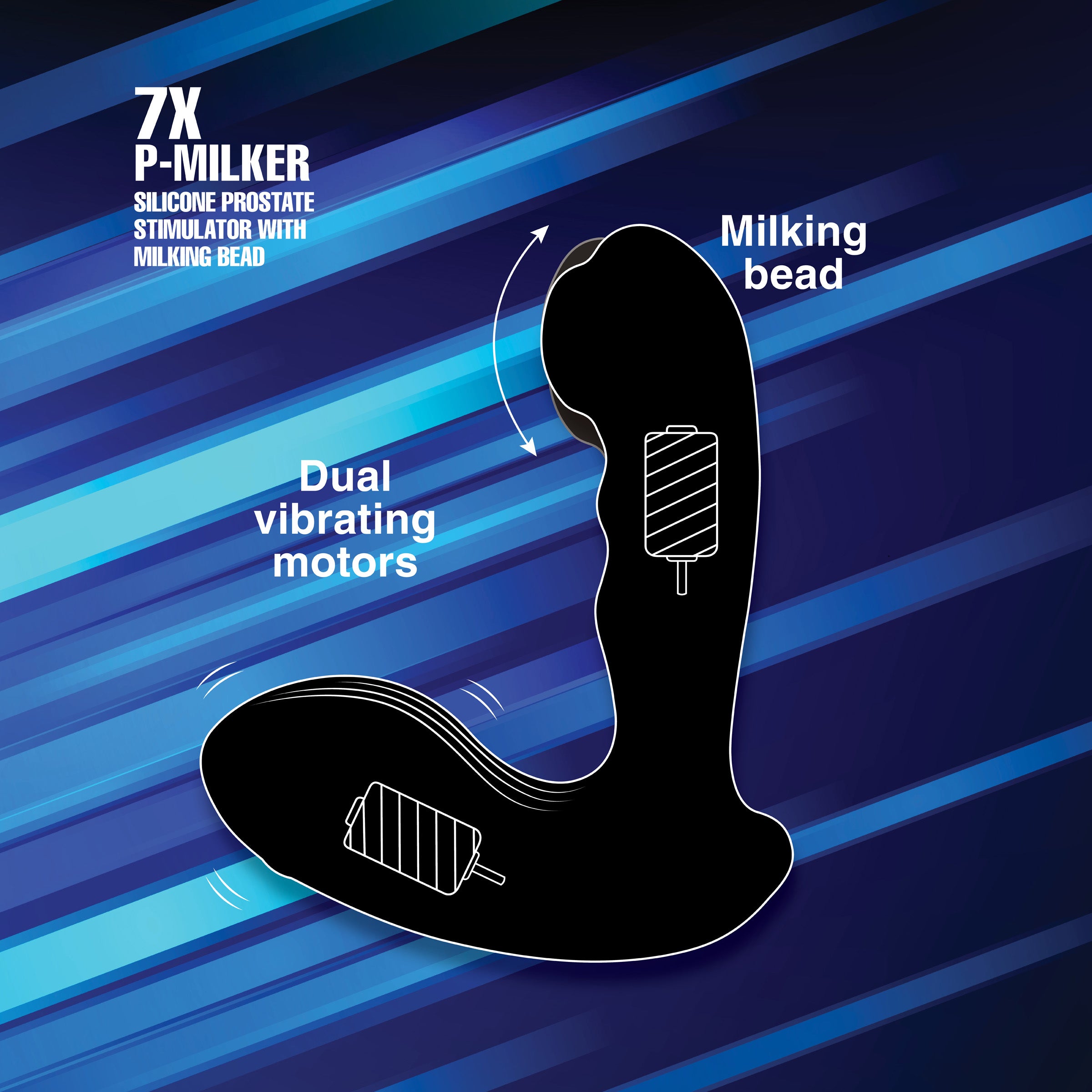 Alpha-Pro 7X P-Milker Silicone Prostate Stimulator with Milking Bead Black