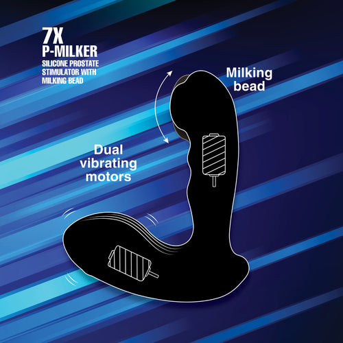 Alpha-Pro 7X P-Milker Silicone Prostate Stimulator with Milking Bead Black