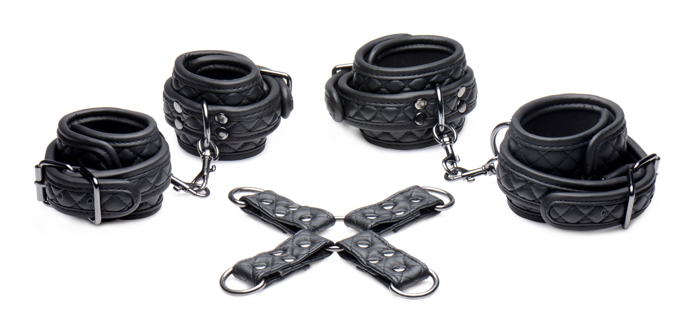 Master Series Concede Wrist and Ankle Restraint Set With Bonus Hog-Tie Adaptor Black