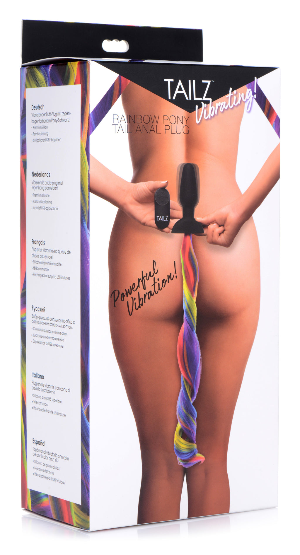 Tailz Remote Control Vibrating Rainbow Pony Tail Anal Plug Multi