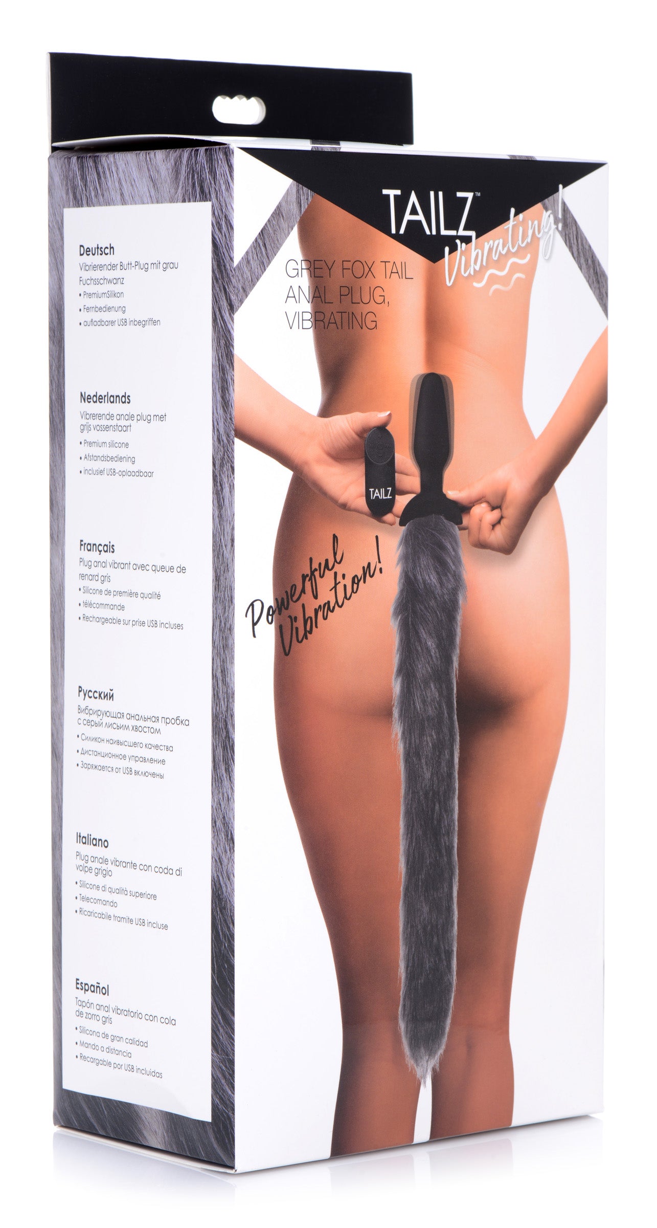 Tailz Remote Control Vibrating Fox Tail Anal Plug Grey