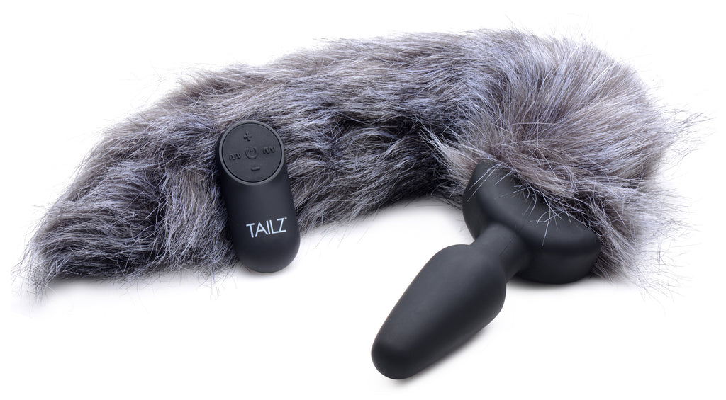 Tailz Remote Control Vibrating Fox Tail Anal Plug Grey