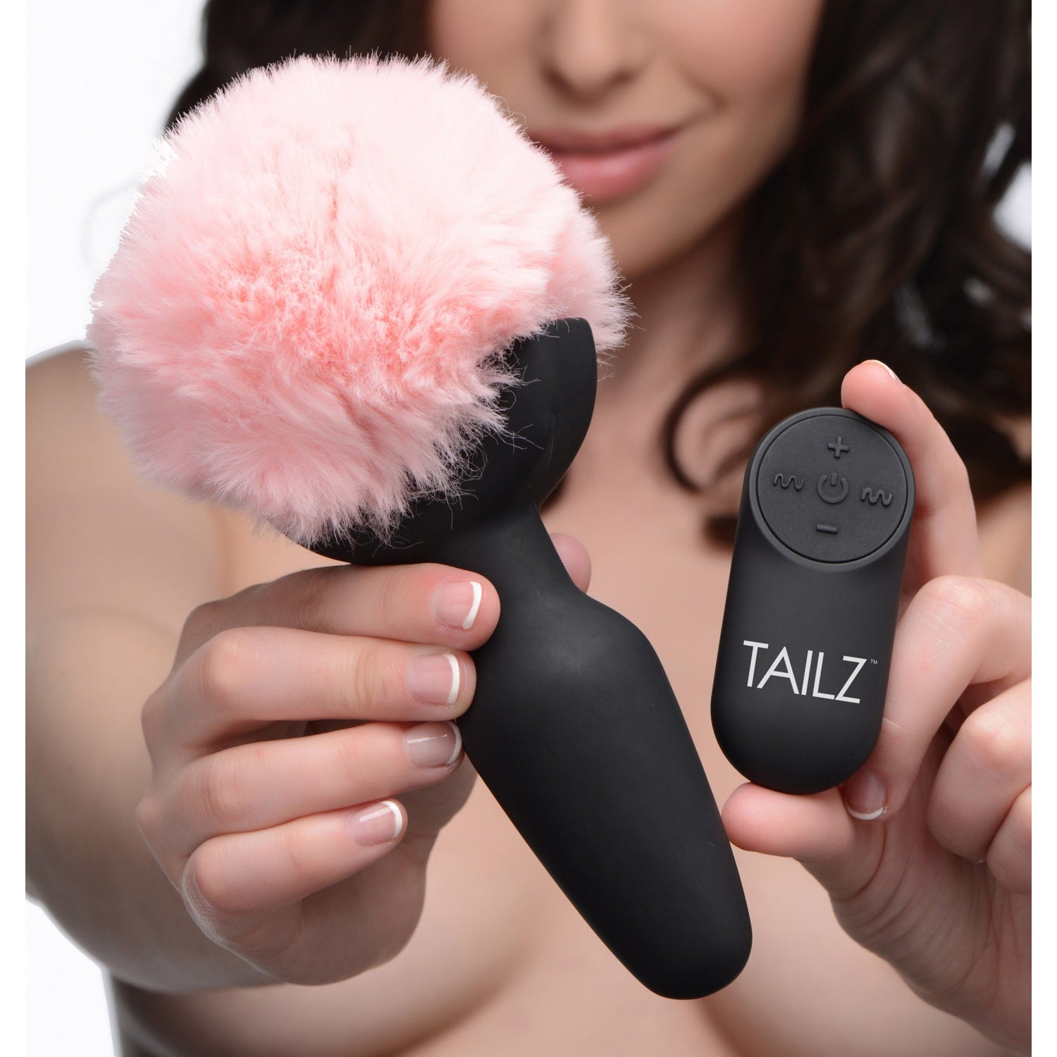 XR Brands Remote Control Vibrating Pink Bunny Tail Anal Plug