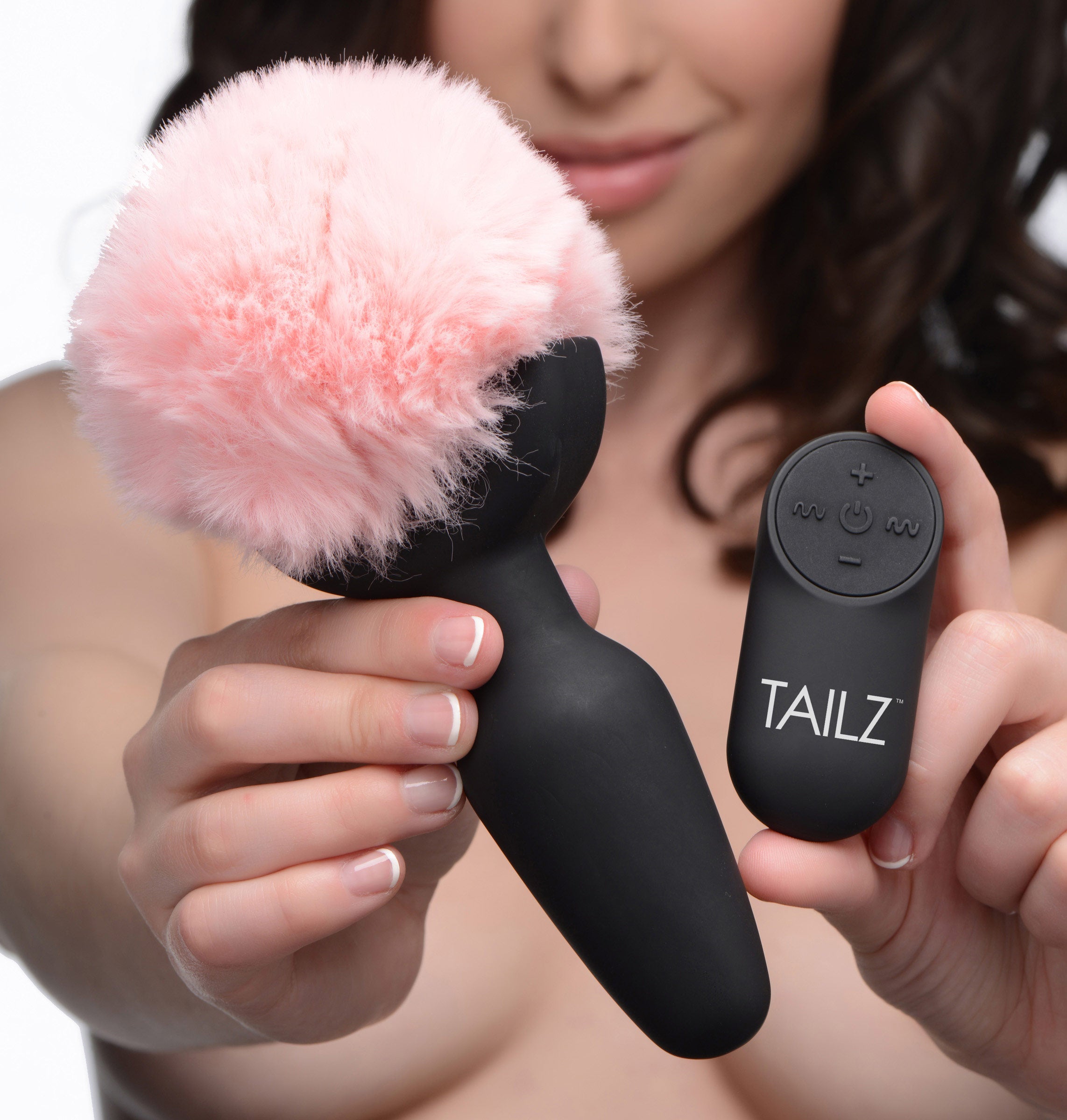 Tailz Remote Control Vibrating Pink Bunny Tail Anal Plug Pink