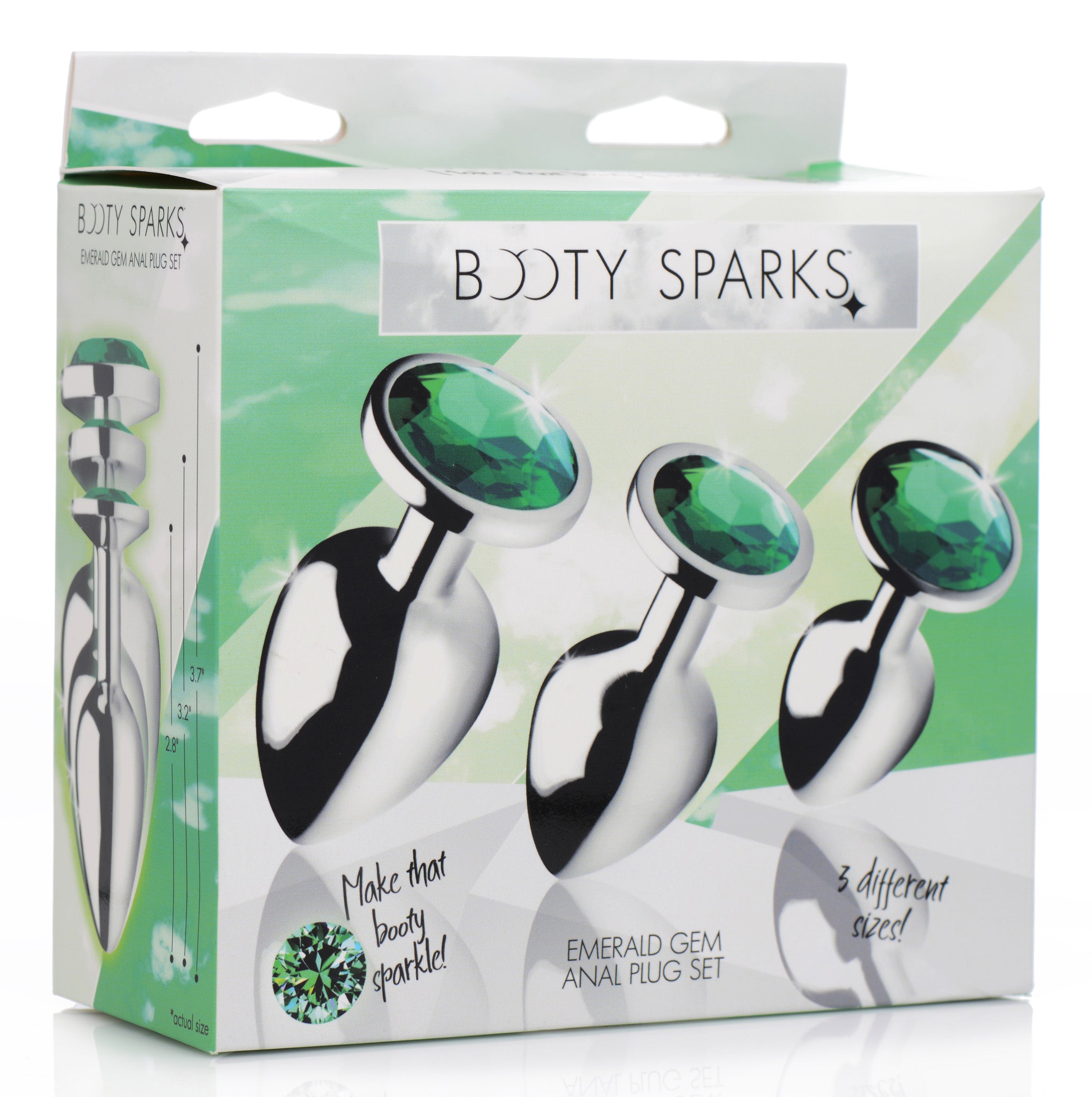 Booty Sparks Emerald Gem Anal Plug Set Green