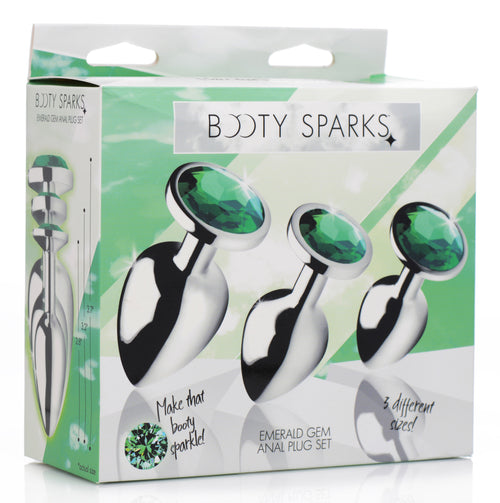 Booty Sparks Emerald Gem Anal Plug Set Green