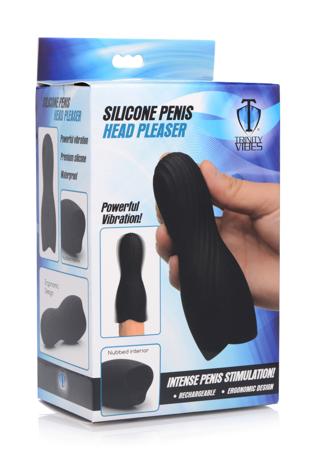 Trinity Men Vibrating Rechargeable Penis Pleaser Black