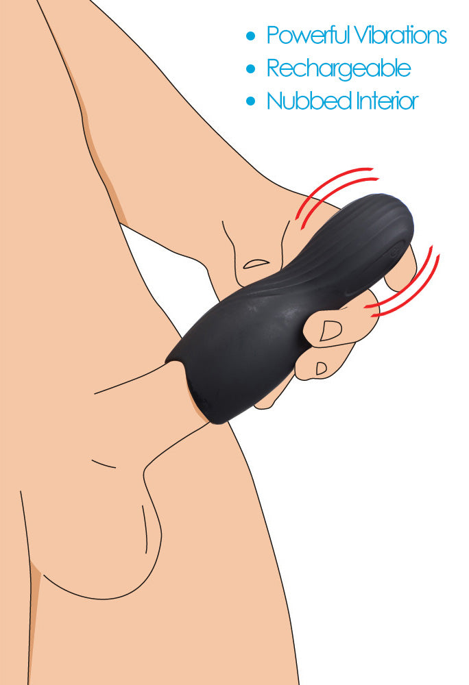 Trinity Men Vibrating Rechargeable Penis Pleaser Black
