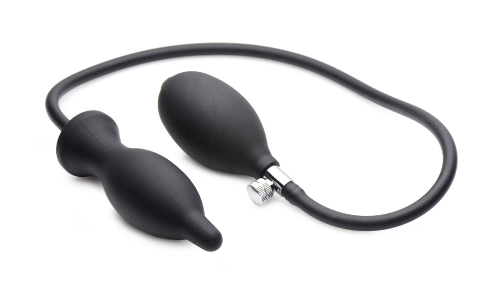 Master Series Dark Inflator Silicone Inflatable Anal Plug Black