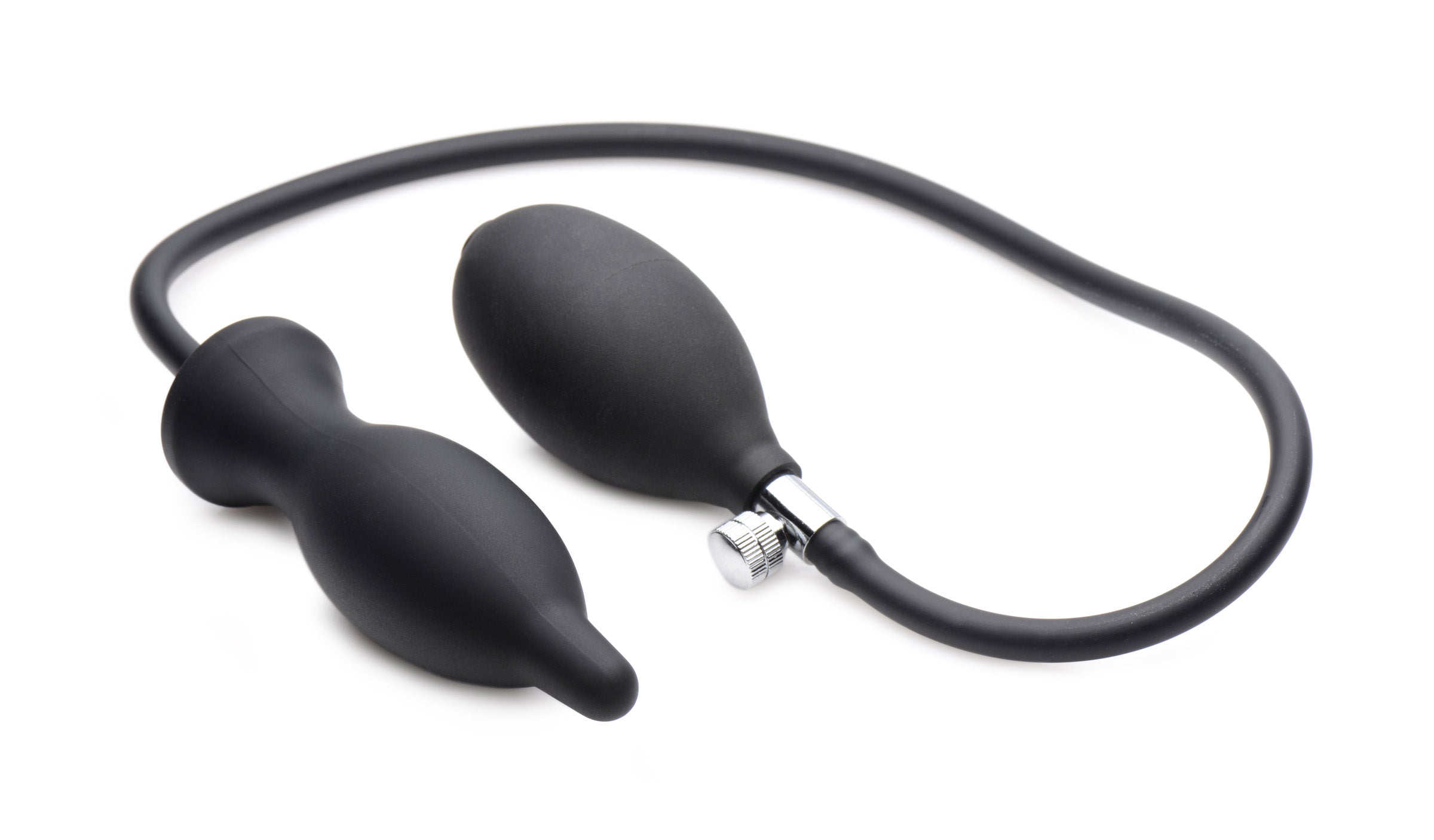 Master Series Dark Inflator Silicone Inflatable Anal Plug Black