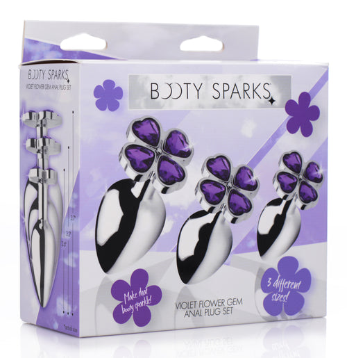 Booty Sparks Flower Hearts Anal Plug Set Purple