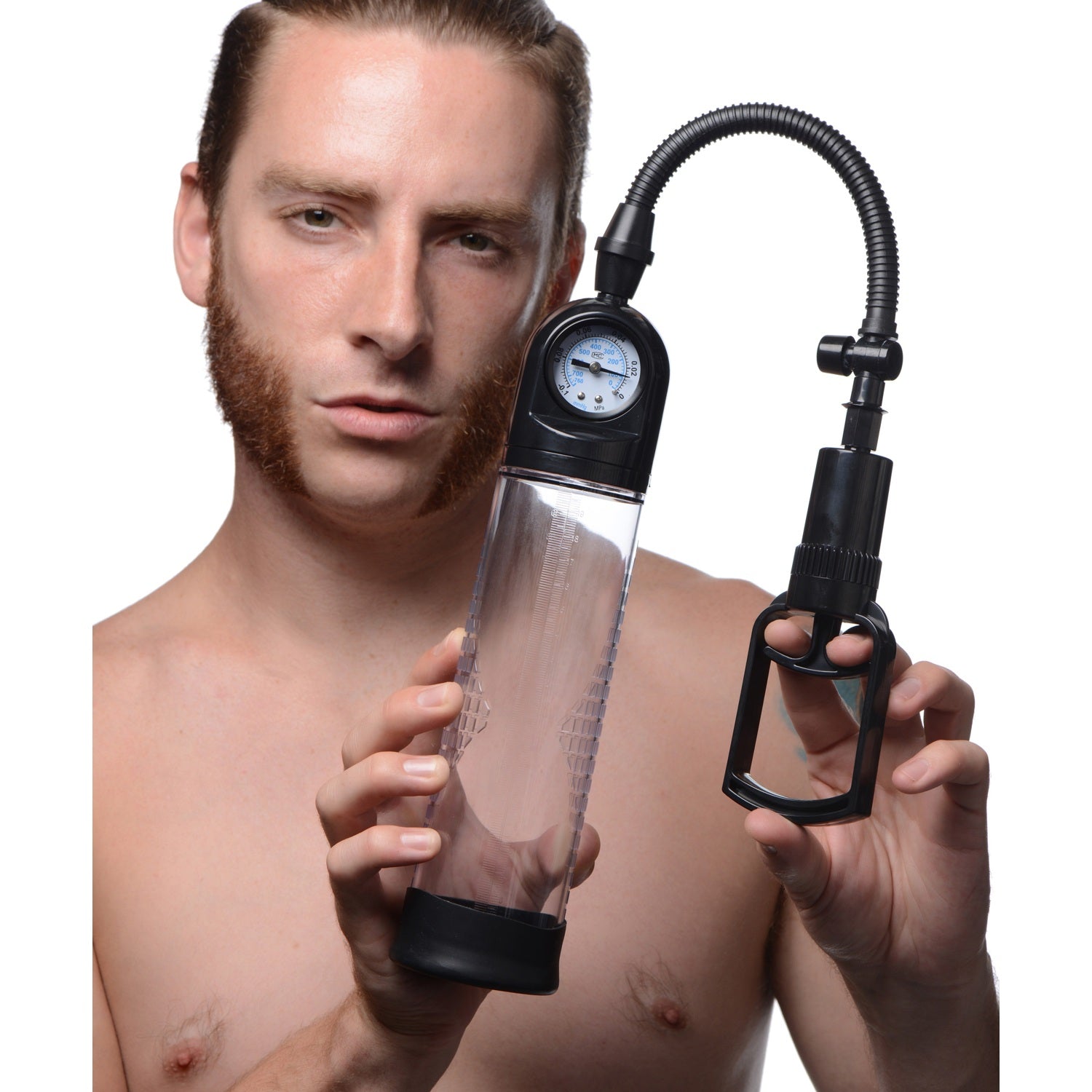 XR Brands Trigger Penis Pump with Built-in Pressure Gauge