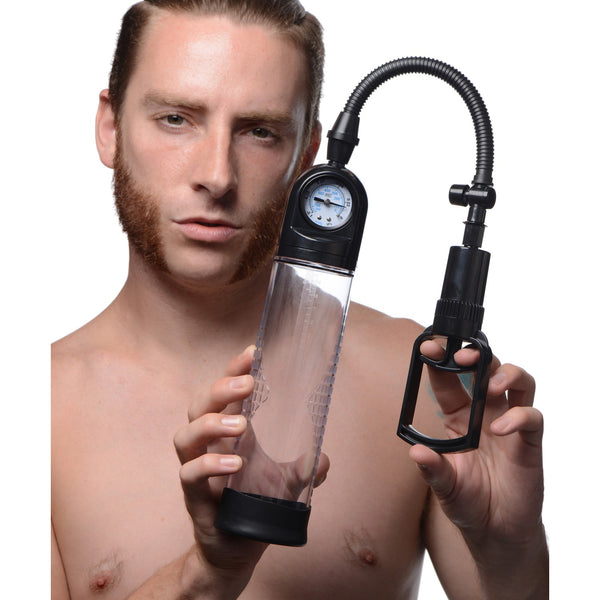 XR Brands Trigger Penis Pump with Built-in Pressure Gauge