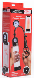 Size Matters Trigger Penis Pump with Built-in Pressure Gauge Black