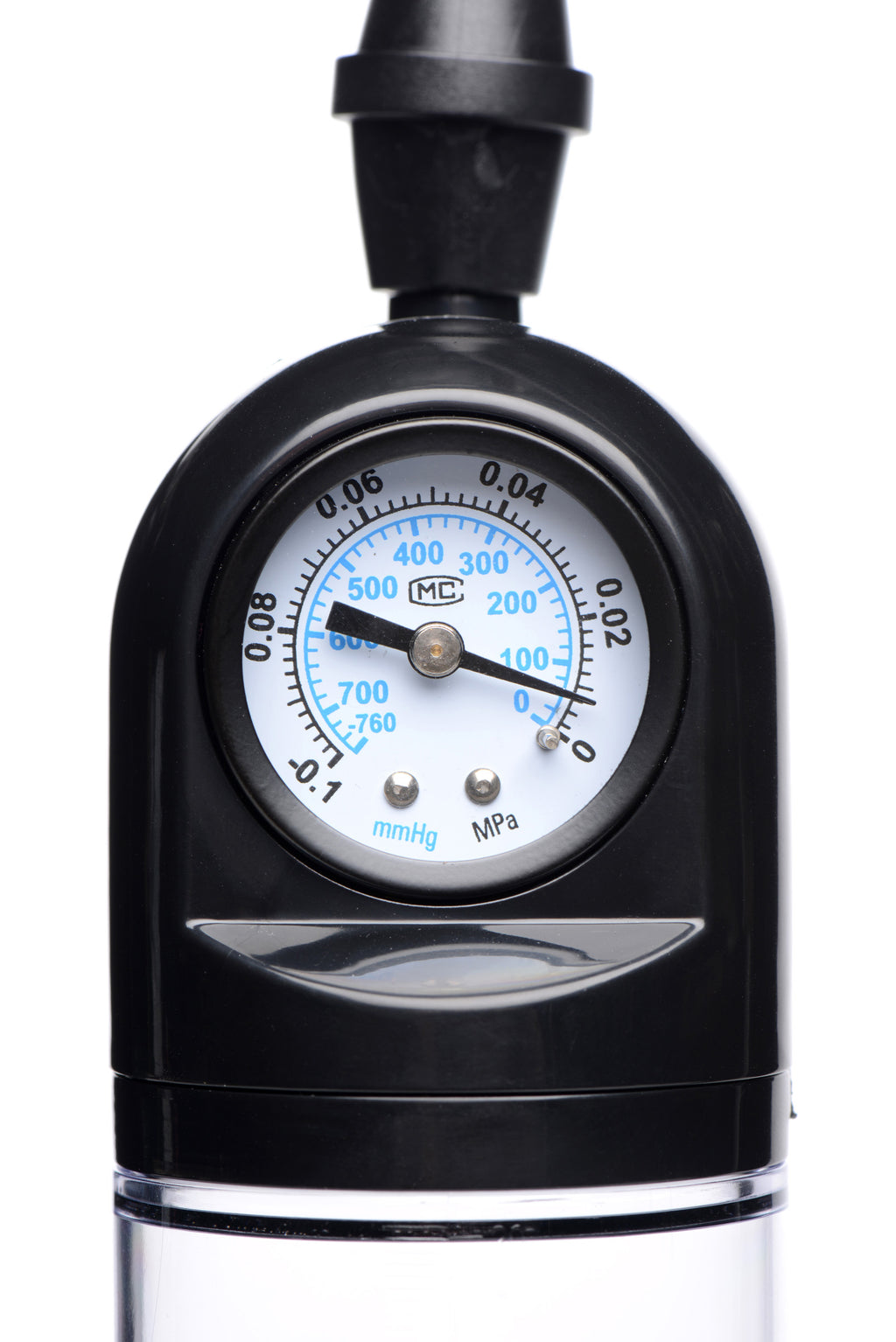 Size Matters Trigger Penis Pump with Built-in Pressure Gauge Black