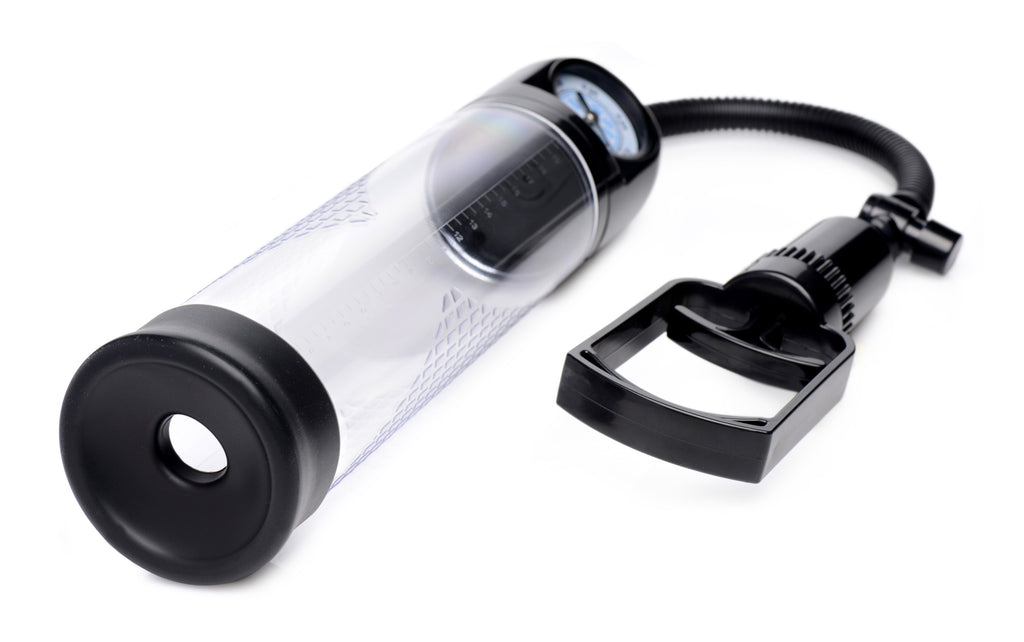 Size Matters Trigger Penis Pump with Built-in Pressure Gauge Black