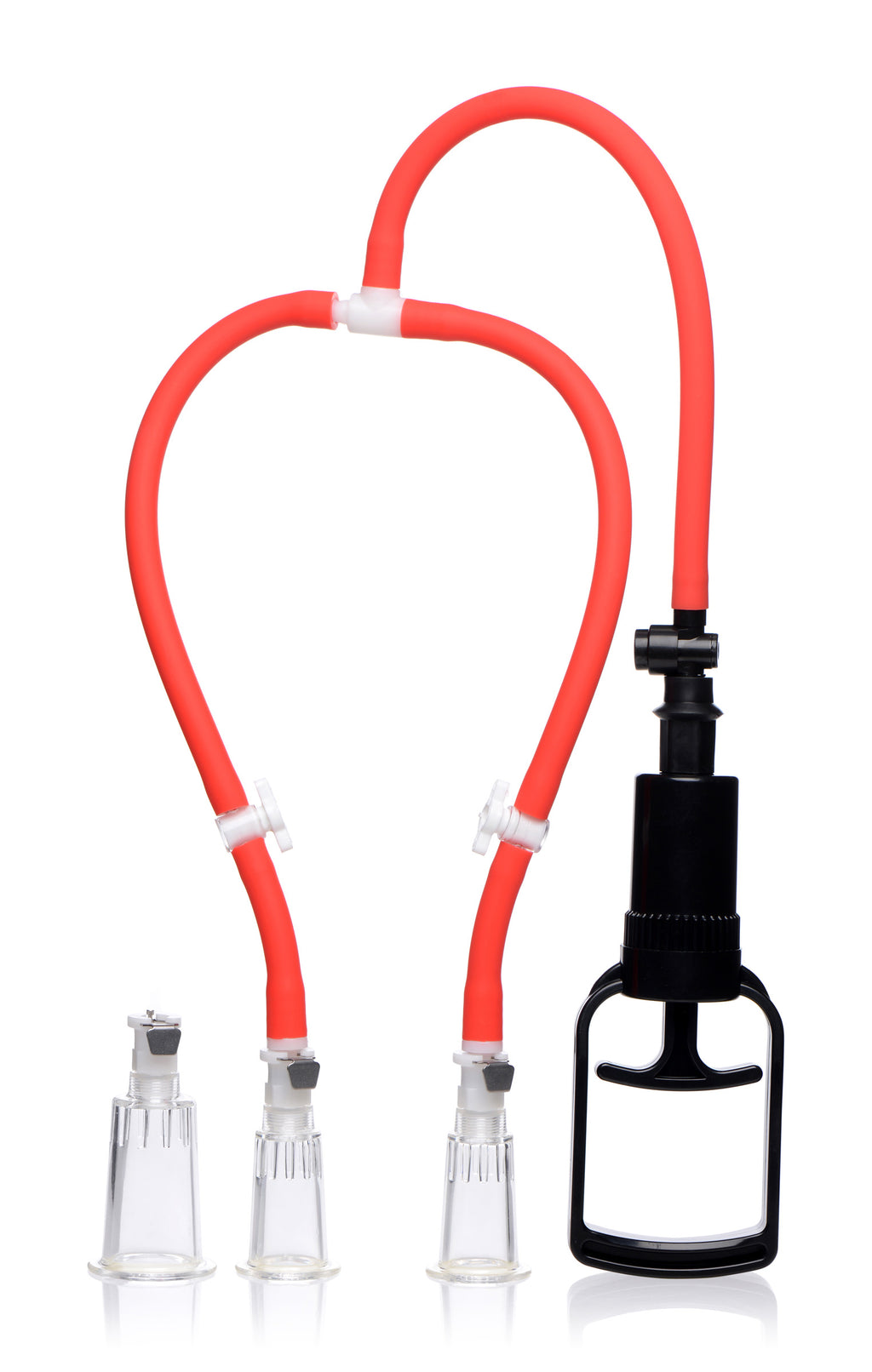 Master Series 3-Way Suck Her Nipple and Clit Pump System Red