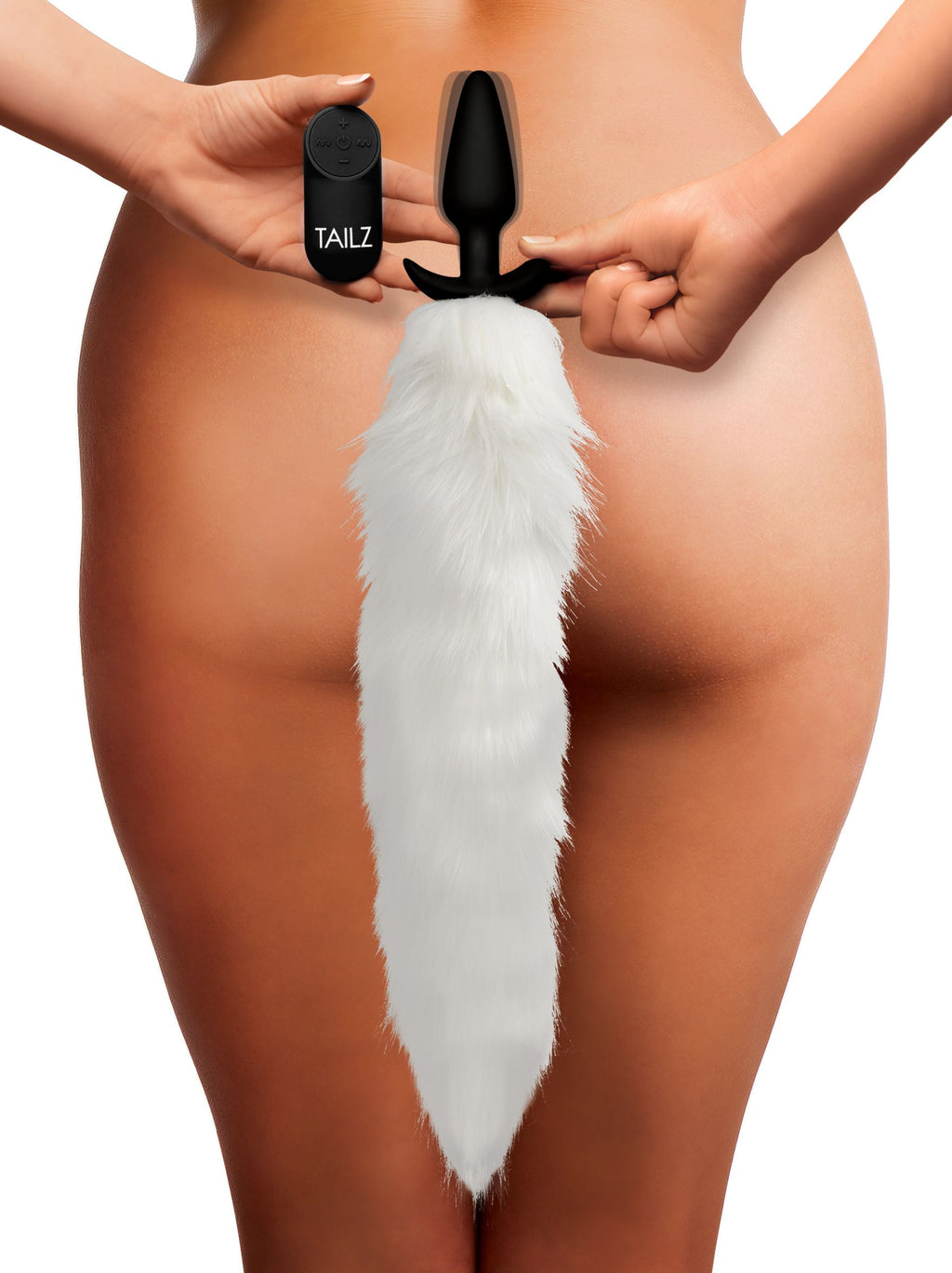 Tailz Vibrating White Fox Tail Slender Anal Plug White