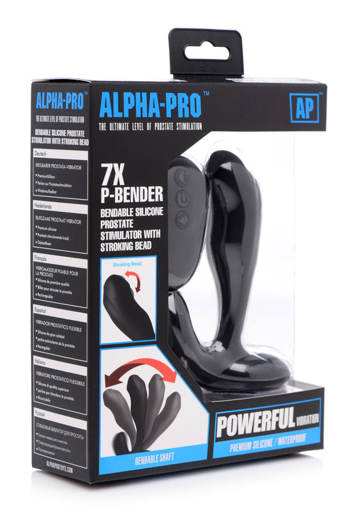 Alpha-Pro 7X Bendable Prostate Stimulator with Stroking Bead Black